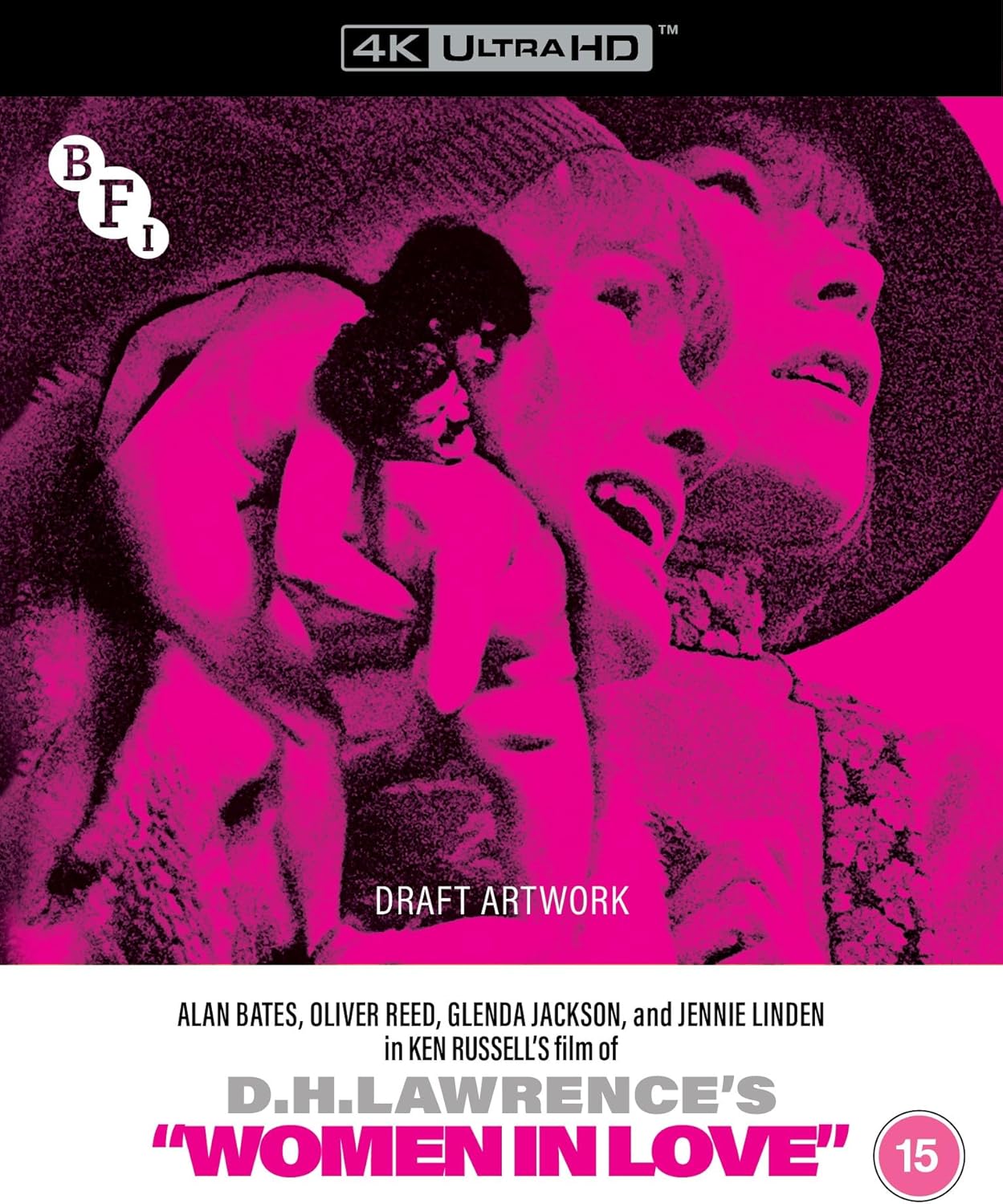 Women in Love" UHD Blu-ray cover with a passionate couple in pink.