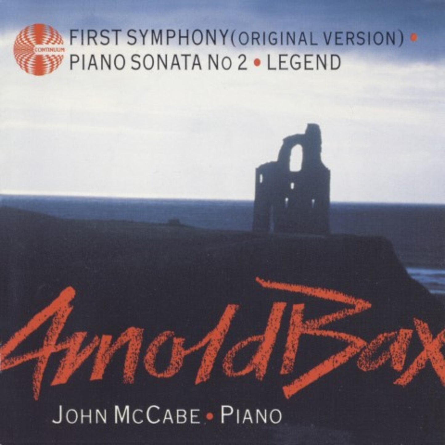 CD cover: coastal landscape with ruins, text “Arnold Bax” and “John McCabe”.