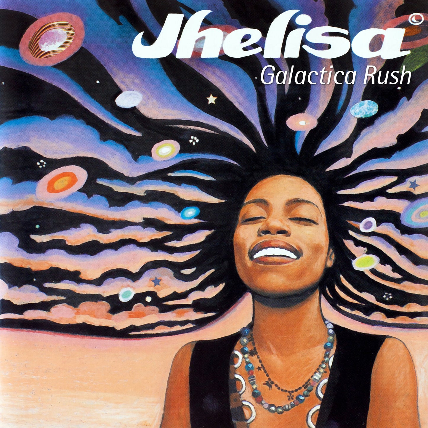 Album cover for Jhelisa’s “Galactica Rush” featuring a painted portrait.