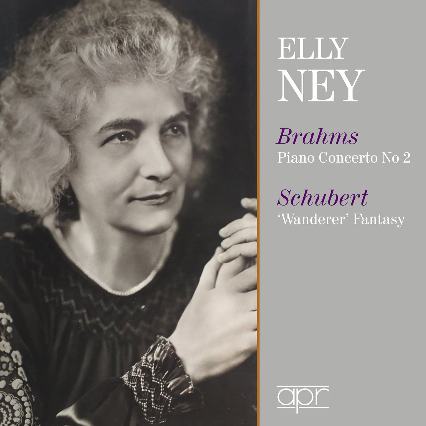 CD cover featuring a portrait of pianist Elly Ney, with text details.