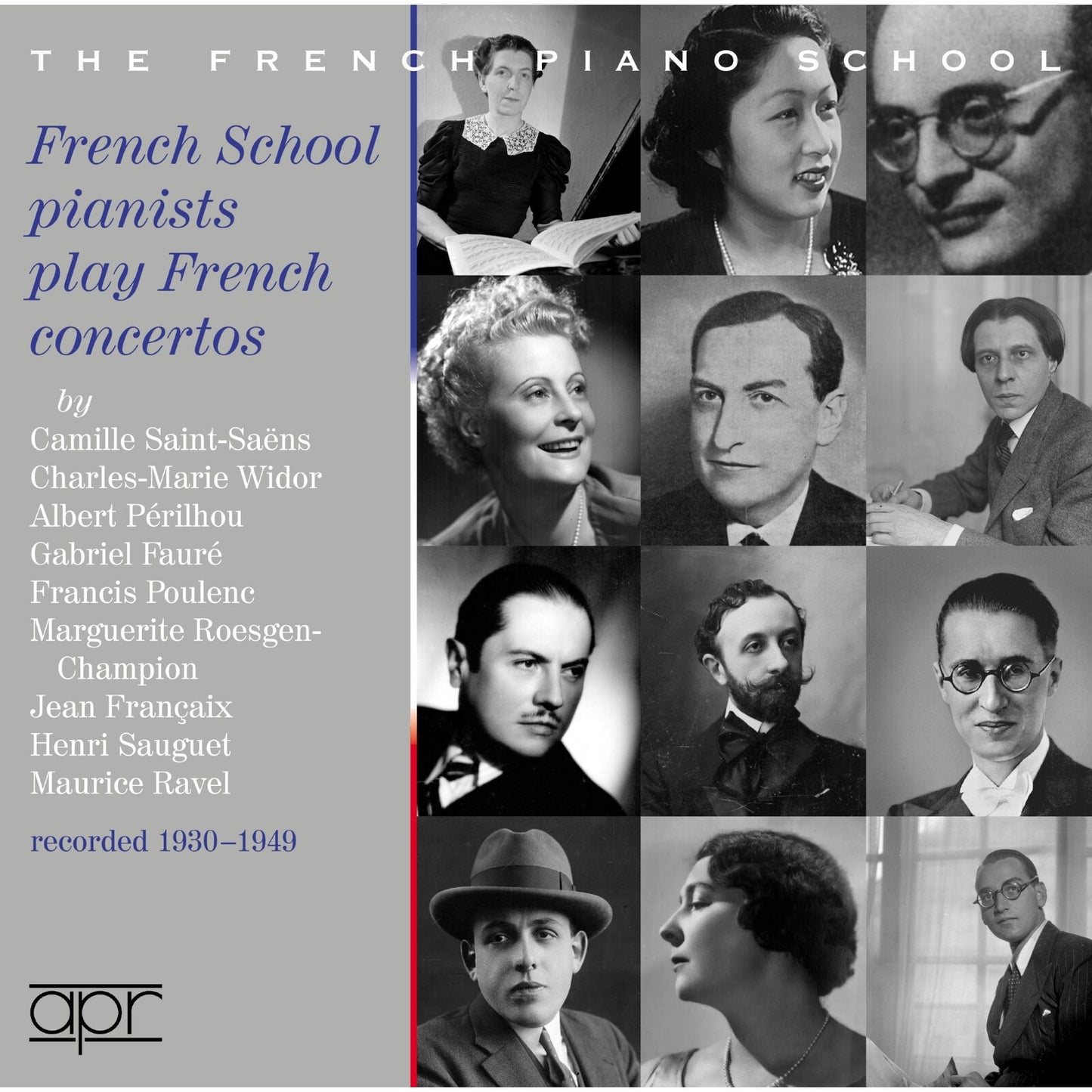 CD cover featuring portraits of classical pianists from the French school.
