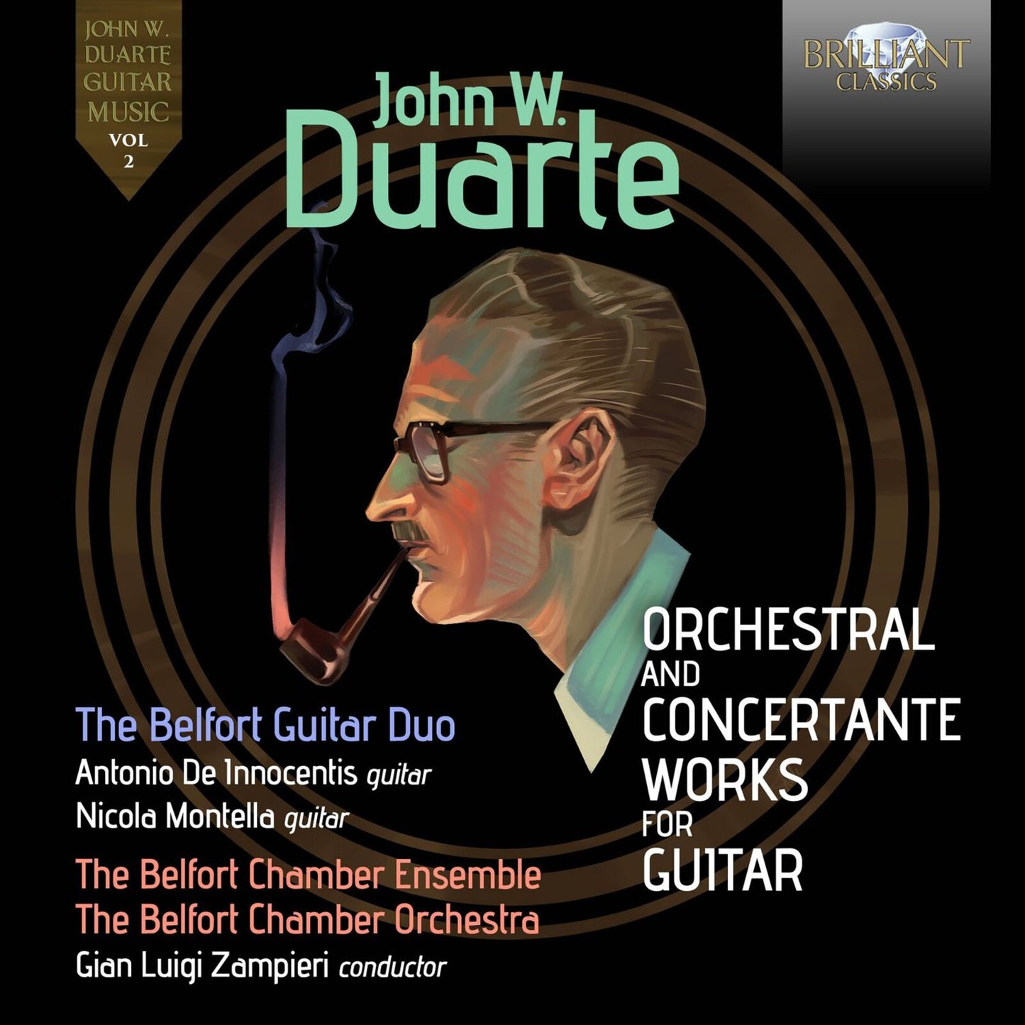 CD cover featuring portrait of guitarist John W. Duarte with text details.