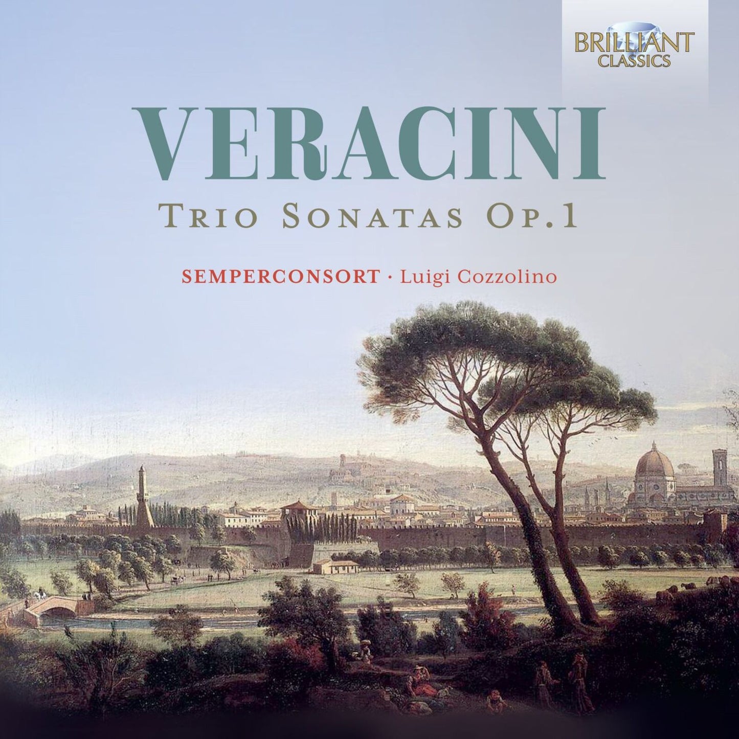CD cover for Veracini’s Trio Sonatas Op. 1 with a landscape painting.