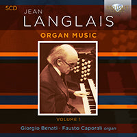CD cover featuring Jean Langlais playing a pipe organ, Volume 1.