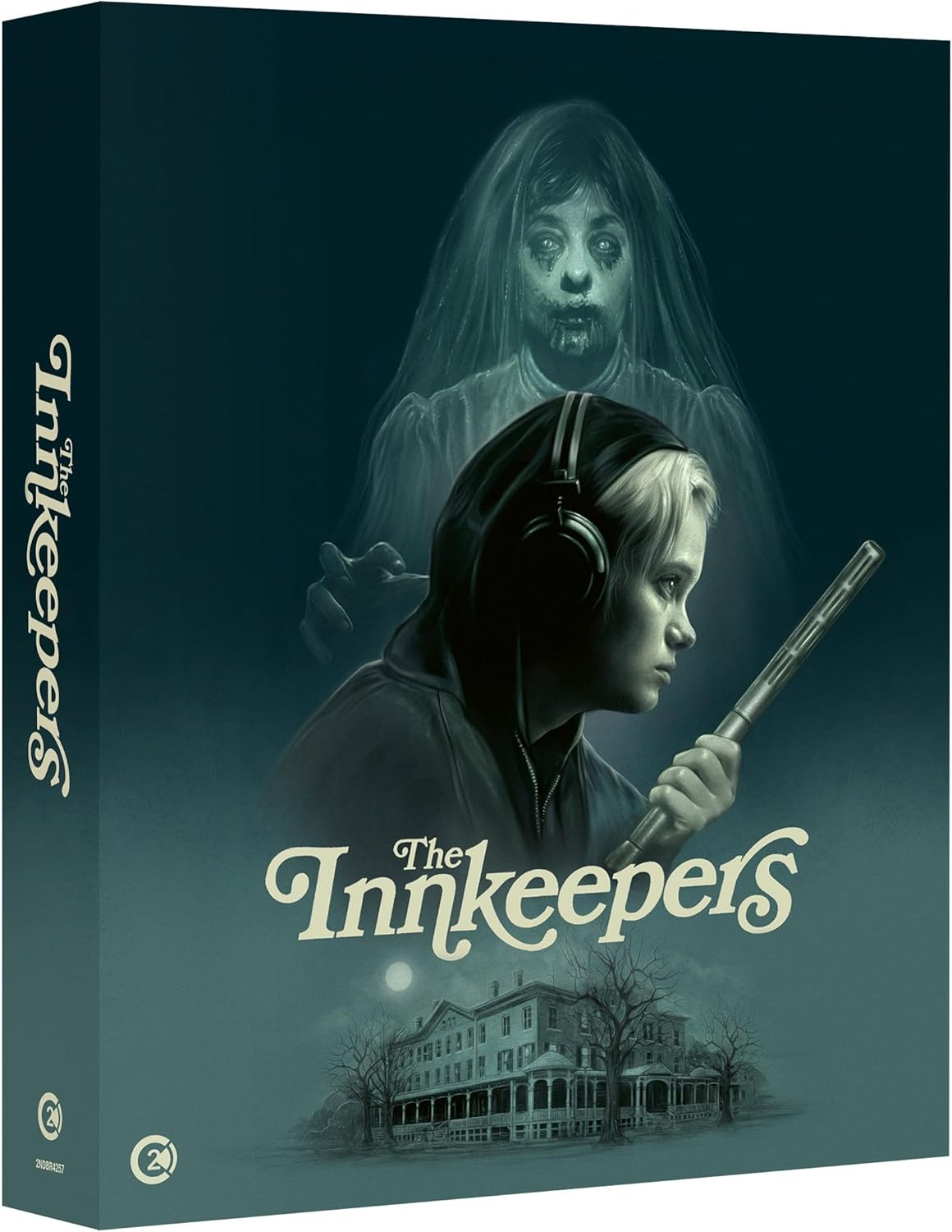 Blu-ray cover art featuring a girl with headphones, a ghostly bride, and an old inn.