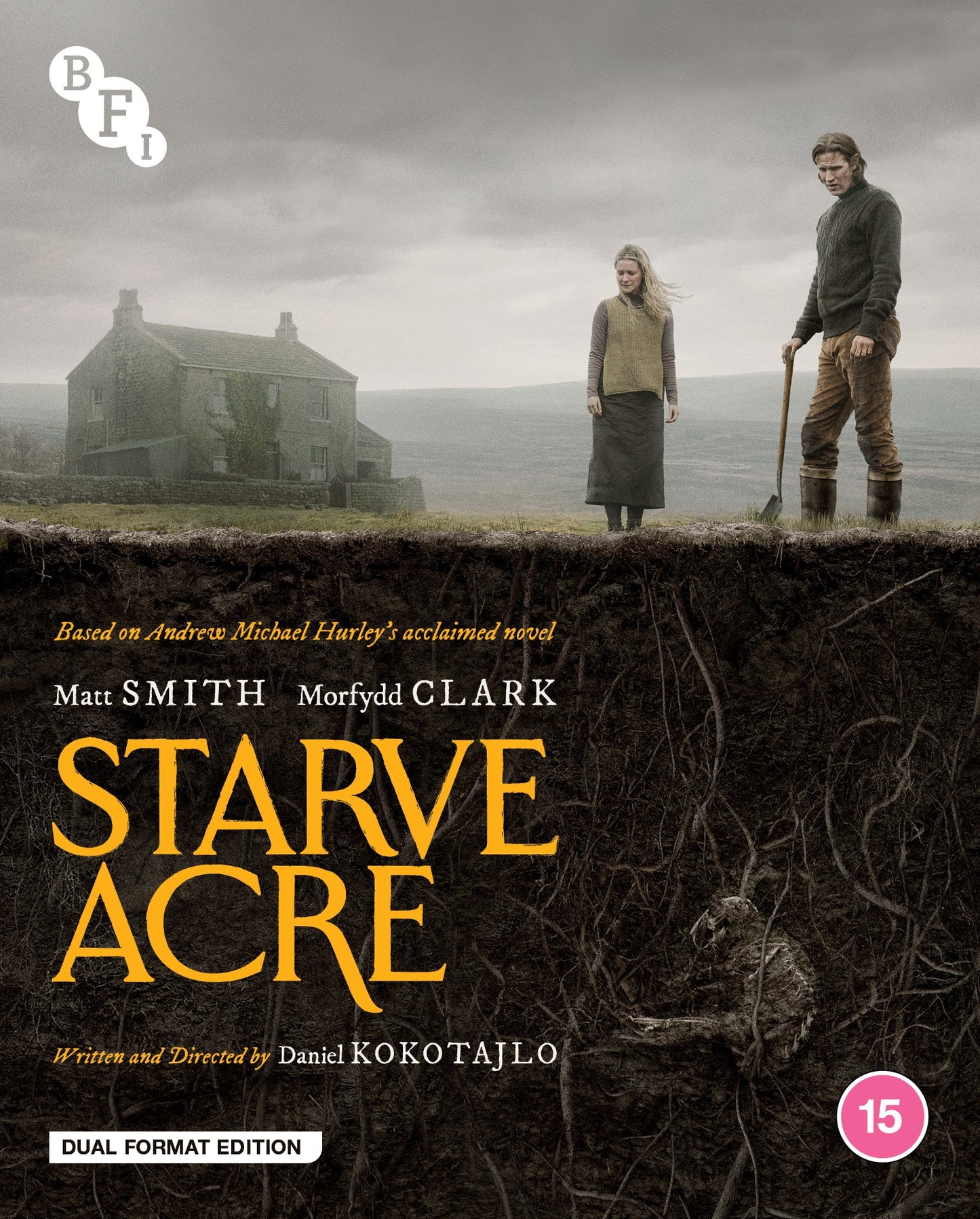 āStarve Acreā Blu-ray cover featuring a couple standing before a rural house.