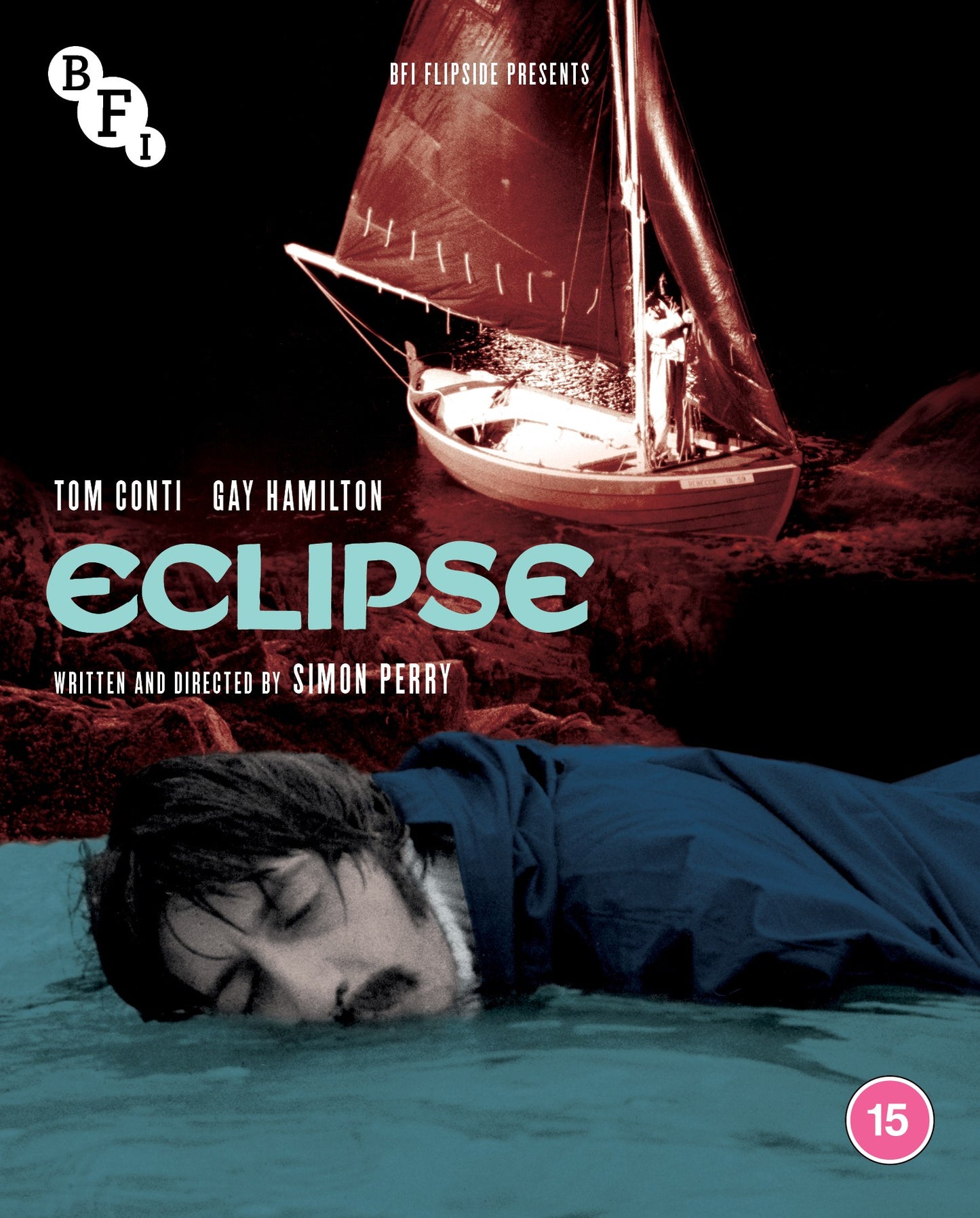 Blu-ray cover art featuring a sailboat above a man lying in shallow water.