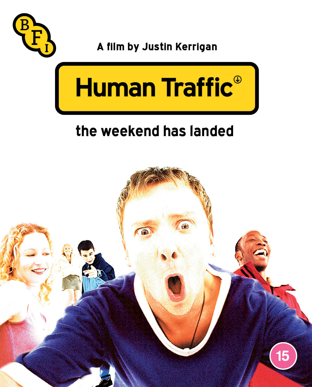 “Human Traffic” Blu-ray cover with a group of young people and a 15 rating.