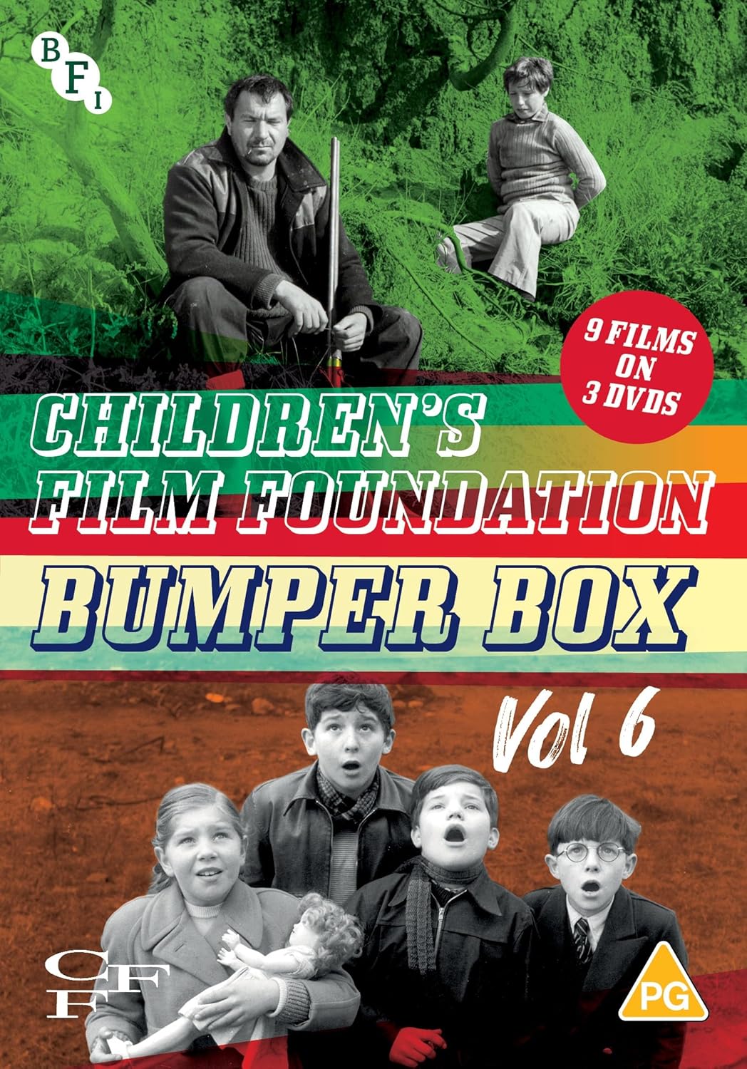 DVD cover for “Children’s Film Foundation Bumper Box Vol.6” with child actors.