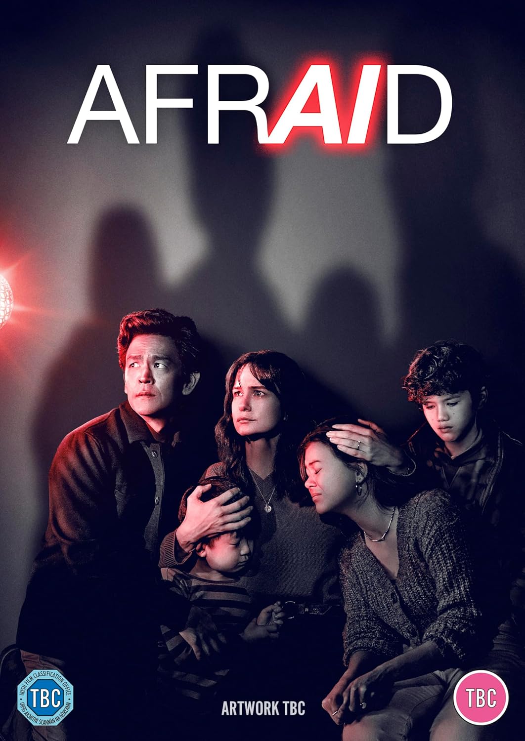 DVD cover for "Afraid" showing four frightened people in dim lighting.