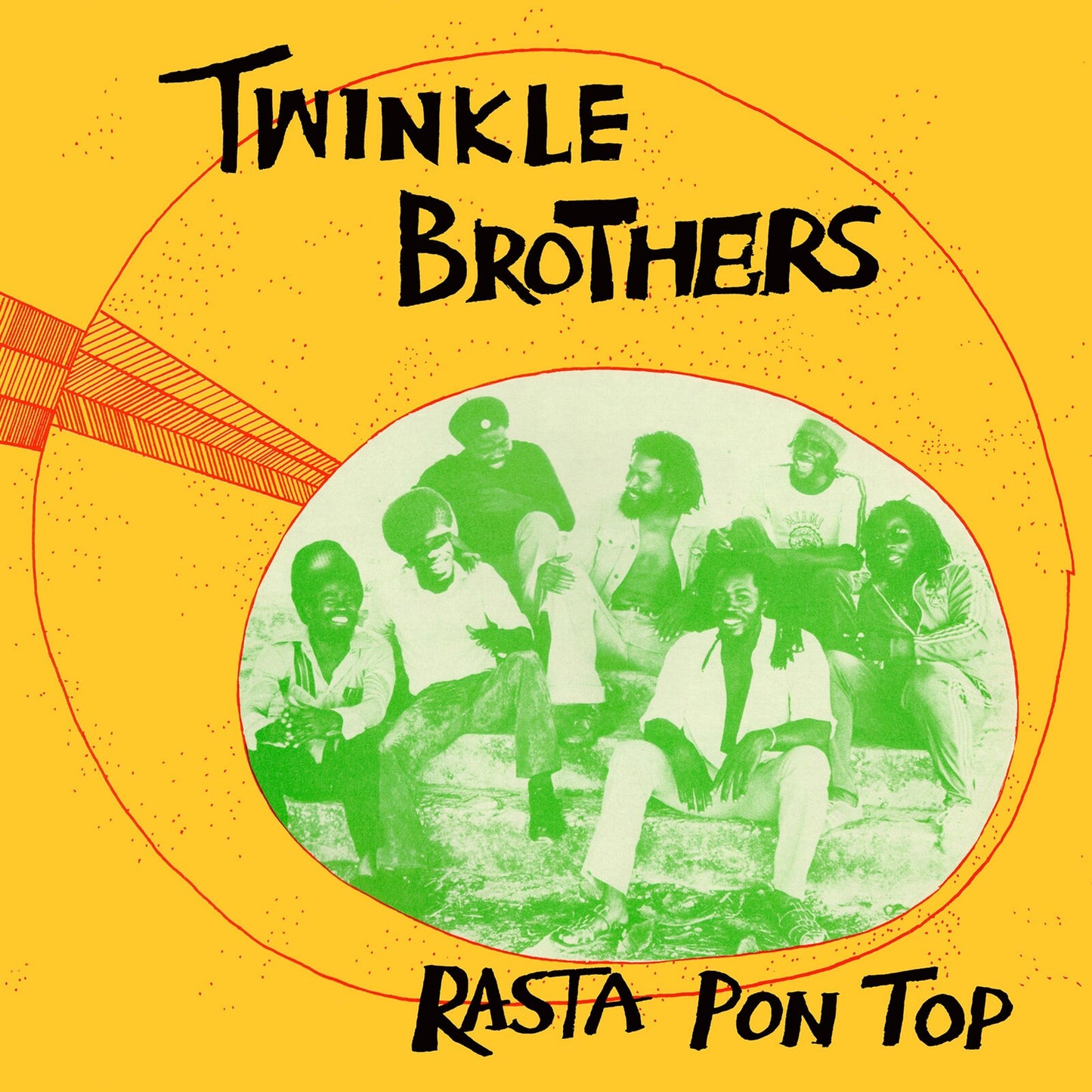 Album cover for Twinkle Brothers’ “Rasta Pon Top” featuring a group portrait.
