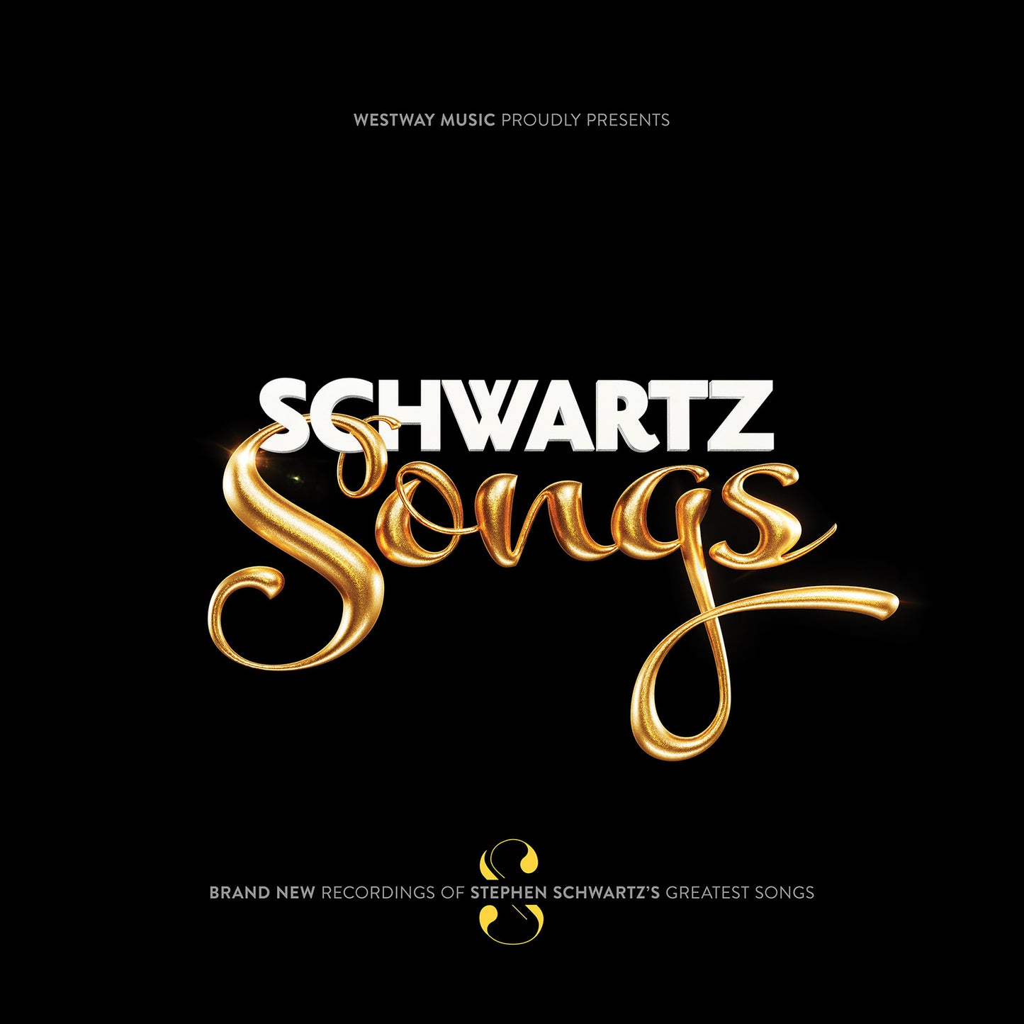 Black background with gold lettering spelling “Schwartz Songs” and a small logo.