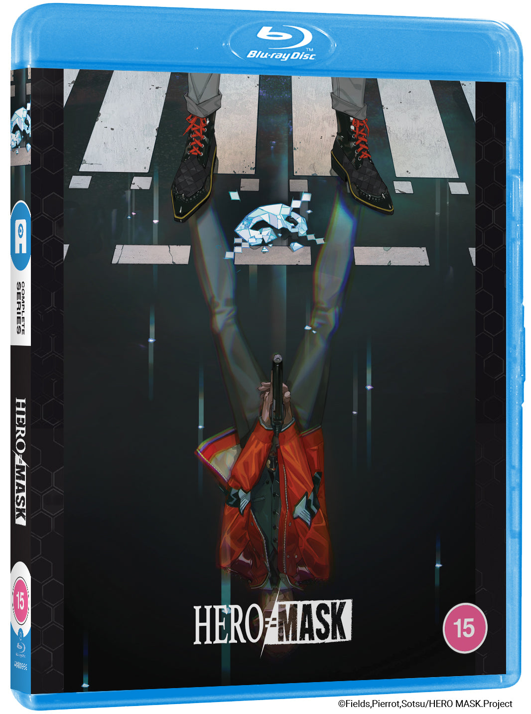 Blu-ray cover for "Hero=Mask" featuring a person in an orange suit.