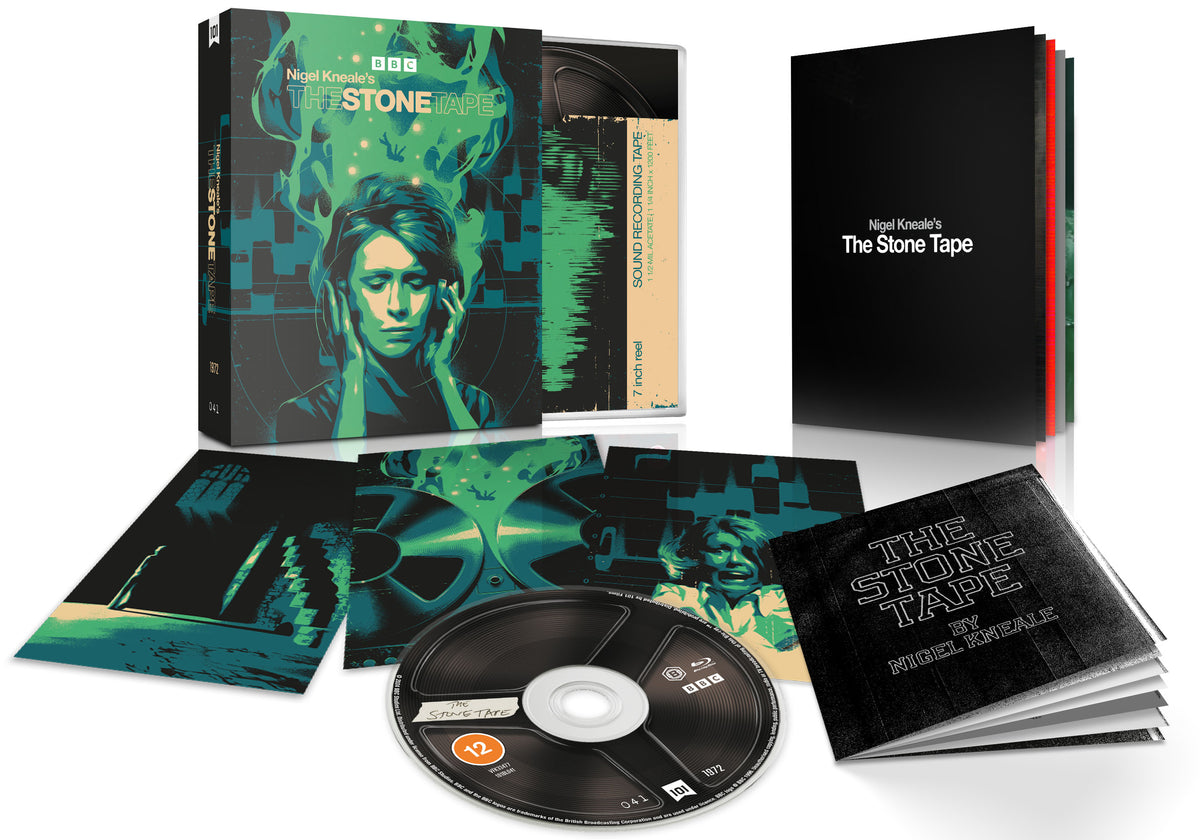 Blu-ray case for “The Stone Tape” with a distressed, ghostly figure on the cover.