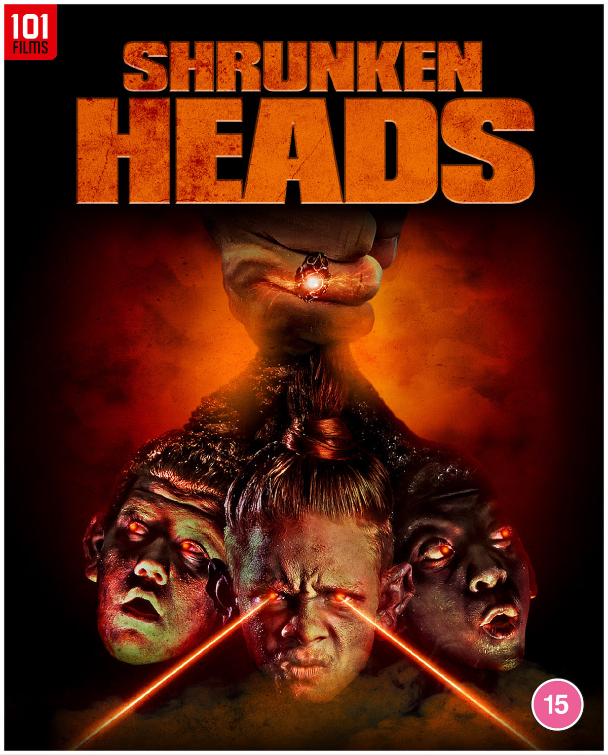 Blu-ray cover for "Shrunken Heads" featuring grotesque, distorted faces.