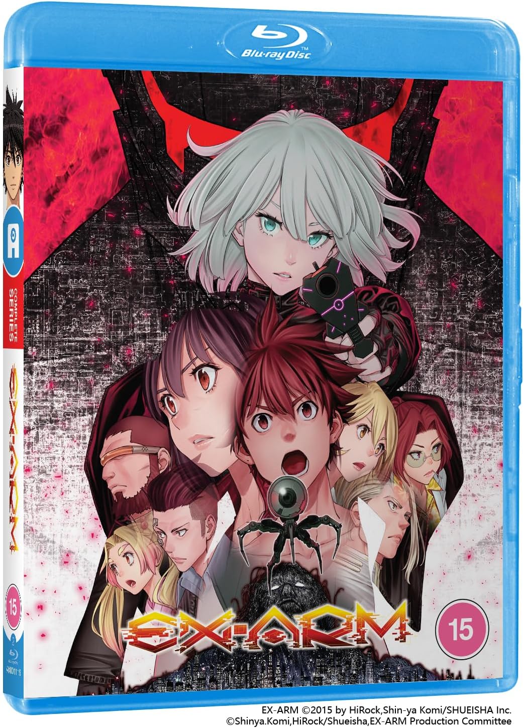 EX-ARM Blu-ray cover featuring anime characters in a dynamic, action-filled scene.