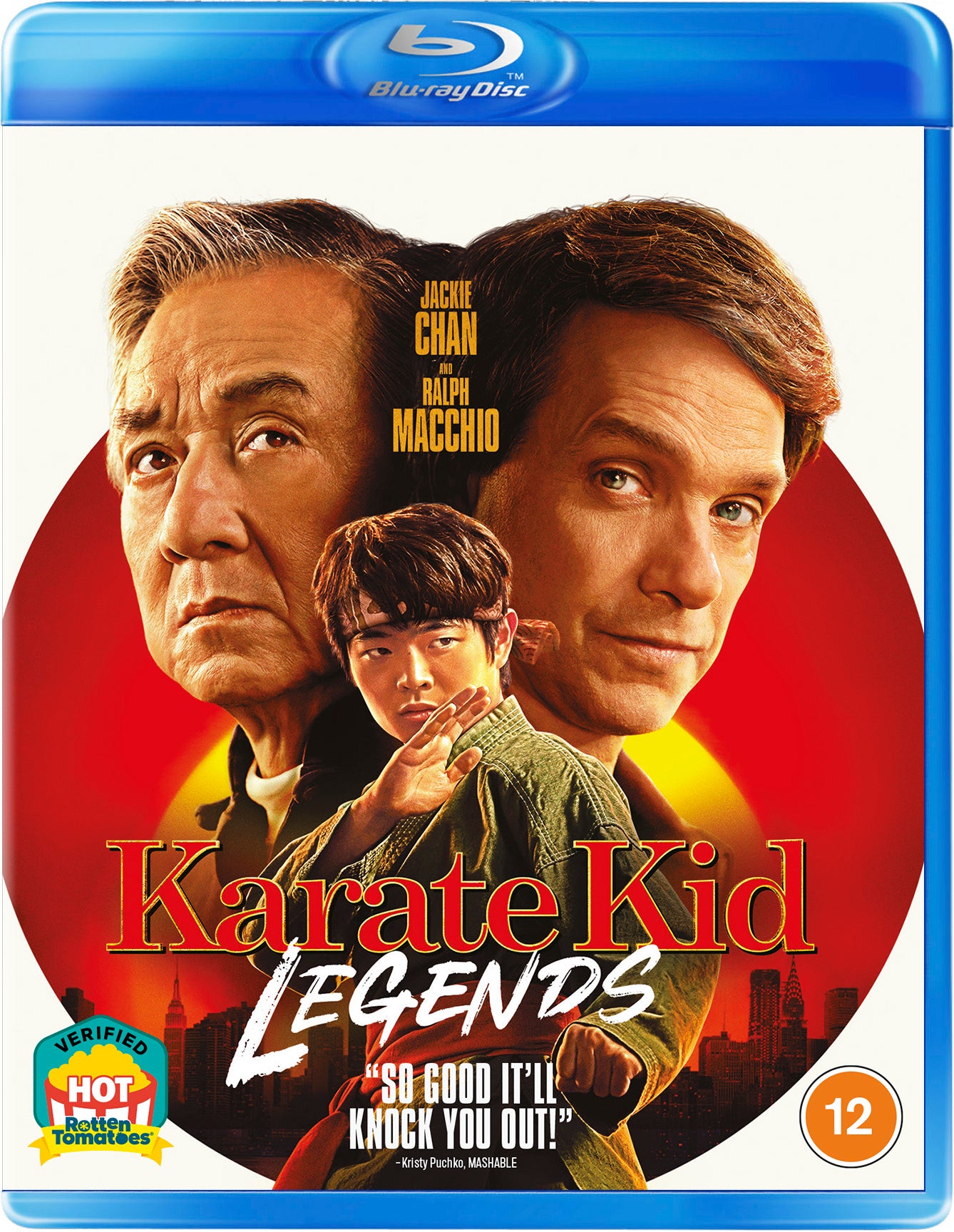 Blu-ray cover featuring Jackie Chan, Ralph Macchio, and a young boy.
