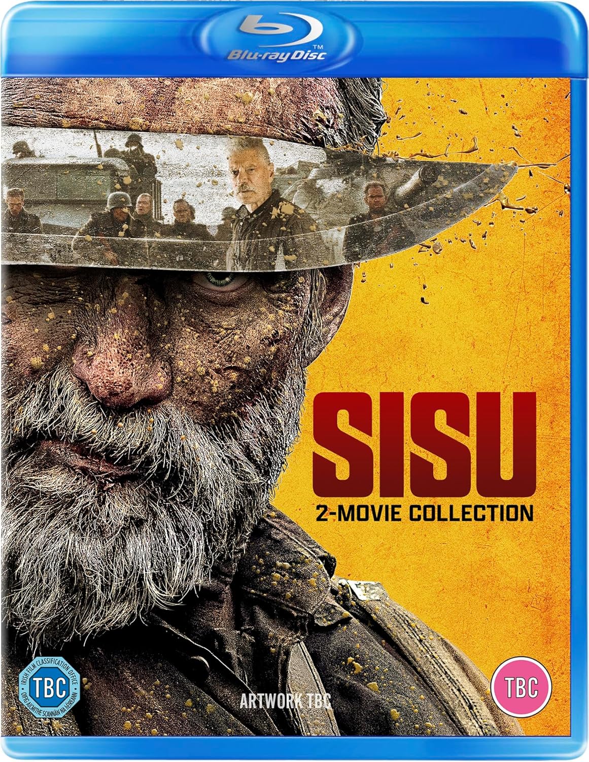Blu-ray cover for "SISU" featuring a determined man and soldiers.