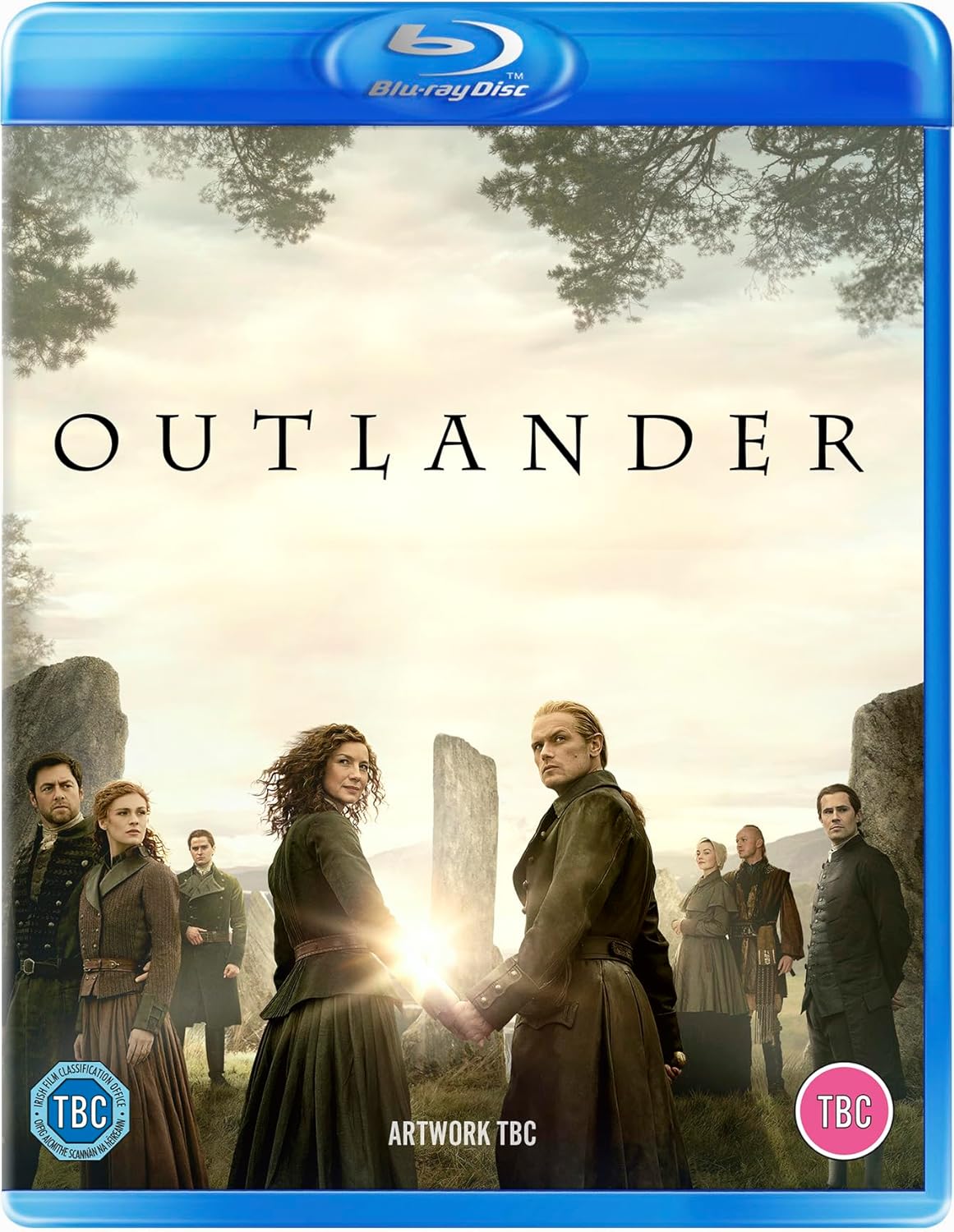 Outlander Season 8 Blu-ray cover featuring characters in a Scottish landscape.
