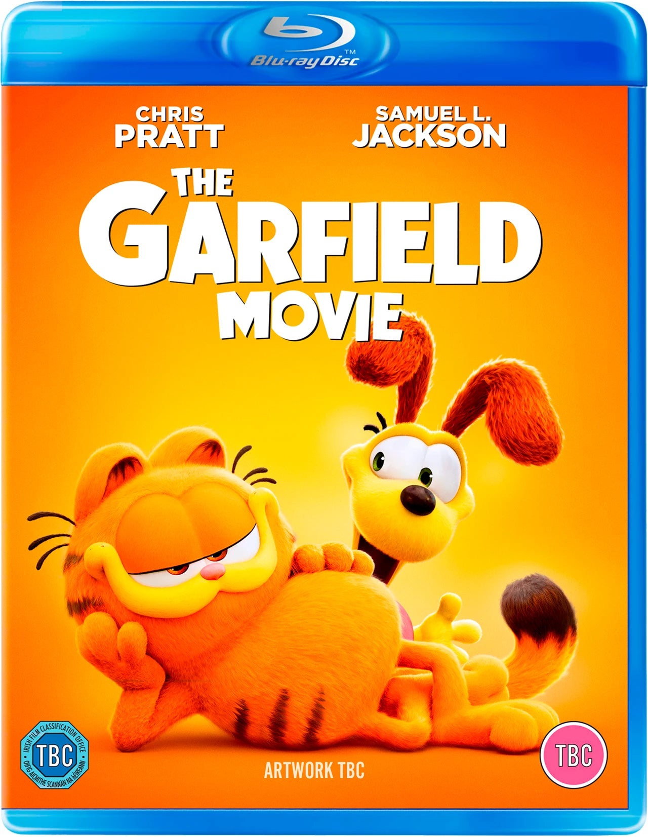 The Garfield Movie" Blu-ray cover featuring Garfield and a small dog.