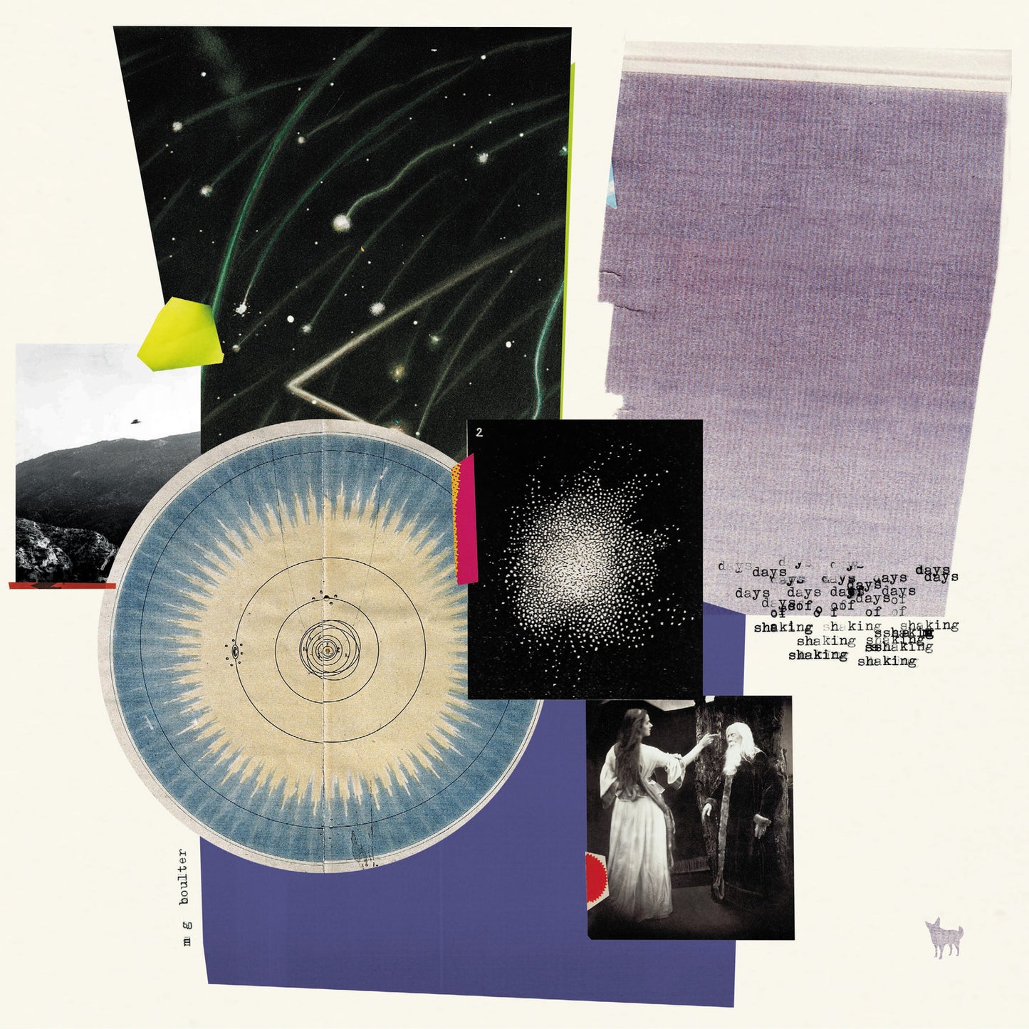 CD cover for M G Boulter’s “Days Of Shaking” with collage imagery.