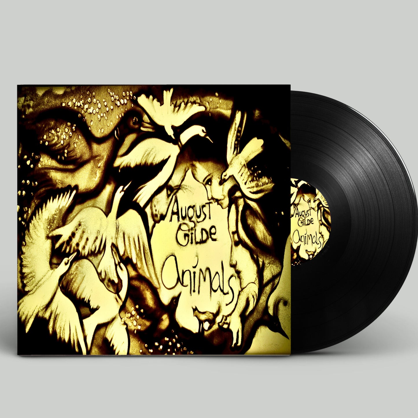 August Gilde - Animals" vinyl record with animal illustrations on cover.