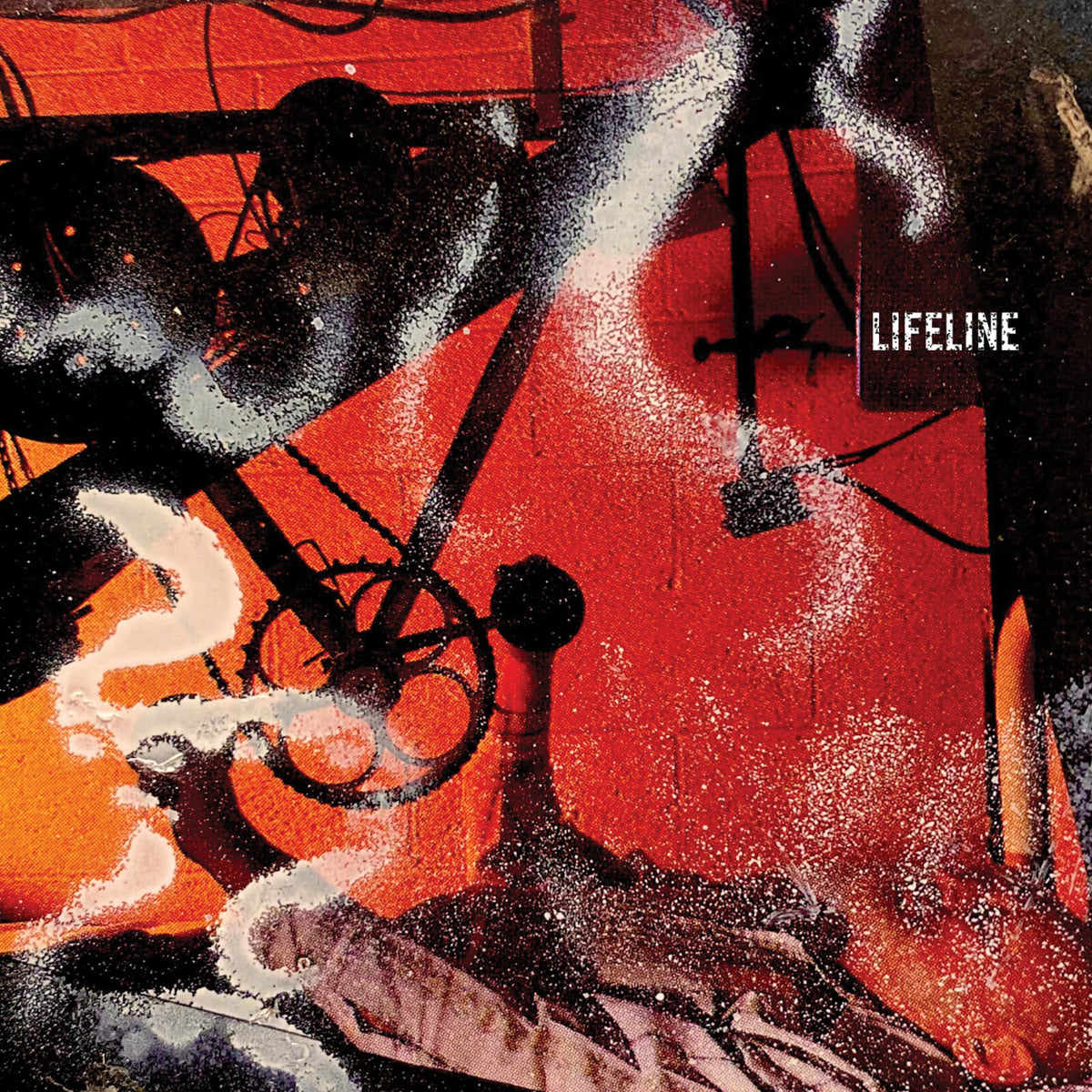 CD cover for "Lifeline" with abstract red, black, and white imagery.