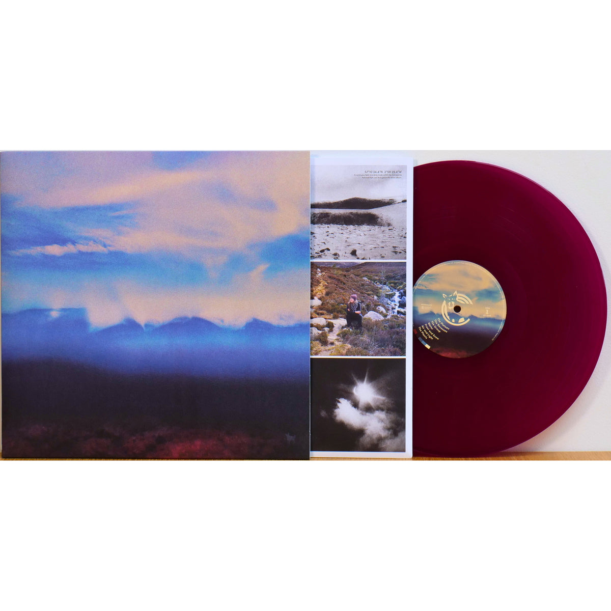 Vinyl record of Jenny Sturgeon’s “The Living Mountain” with landscape cover.