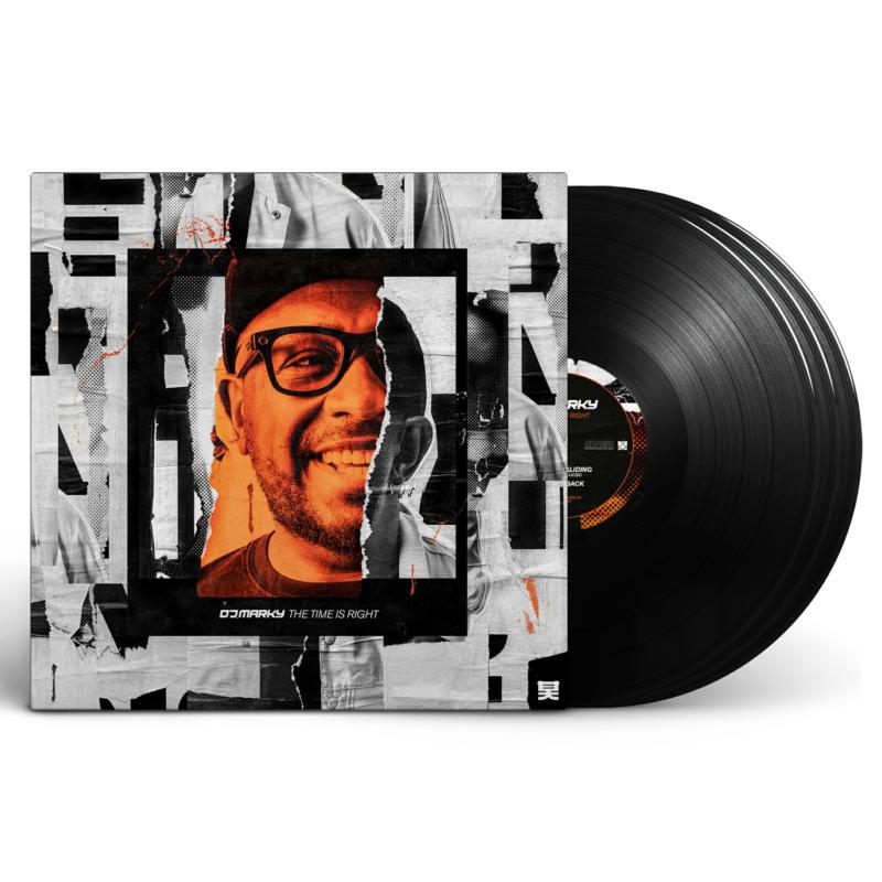 Vinyl record of DJ Marky's "The Time Is Right" with portrait cover.