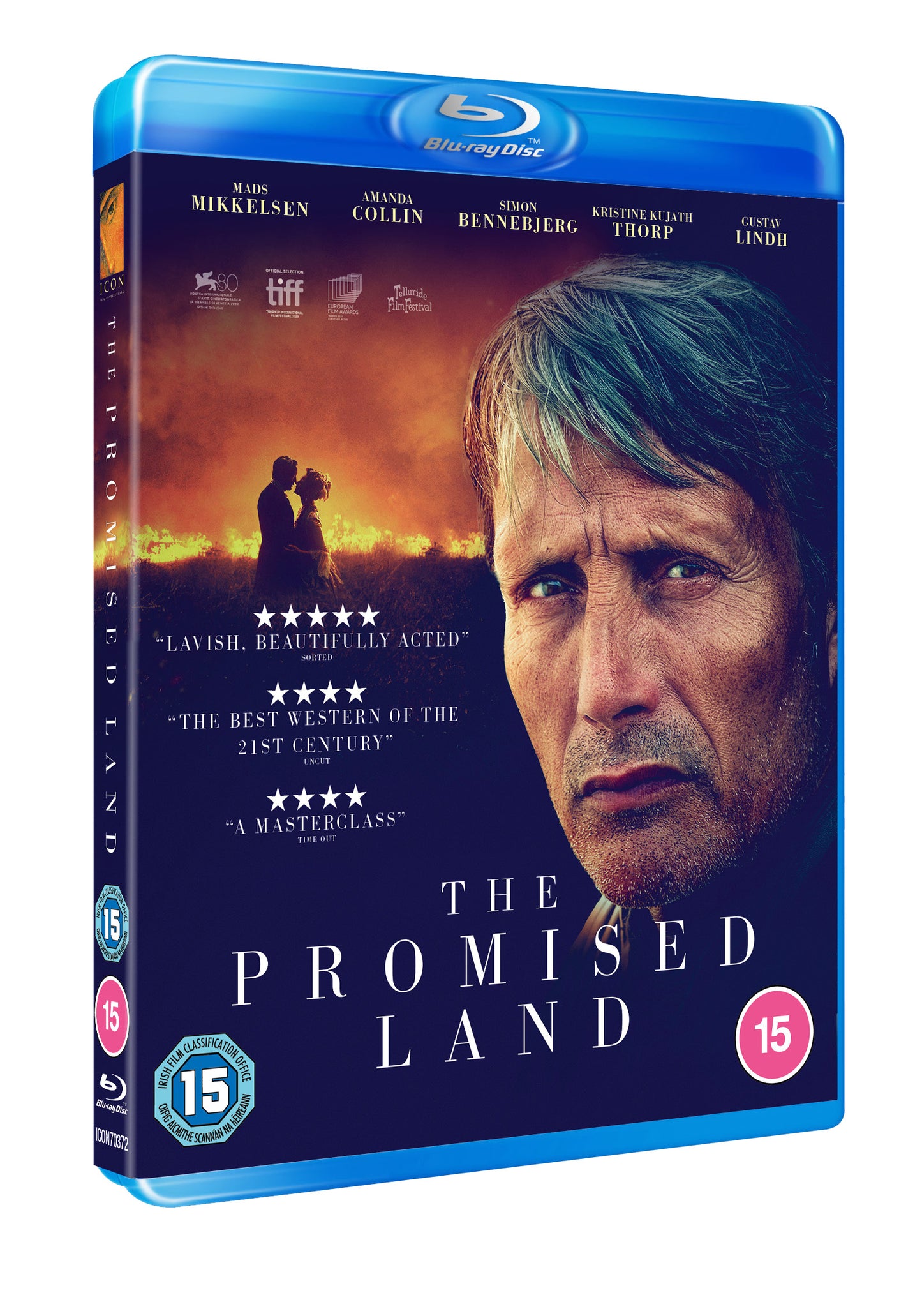 Blu-ray cover for “The Promised Land” featuring a couple in a field.