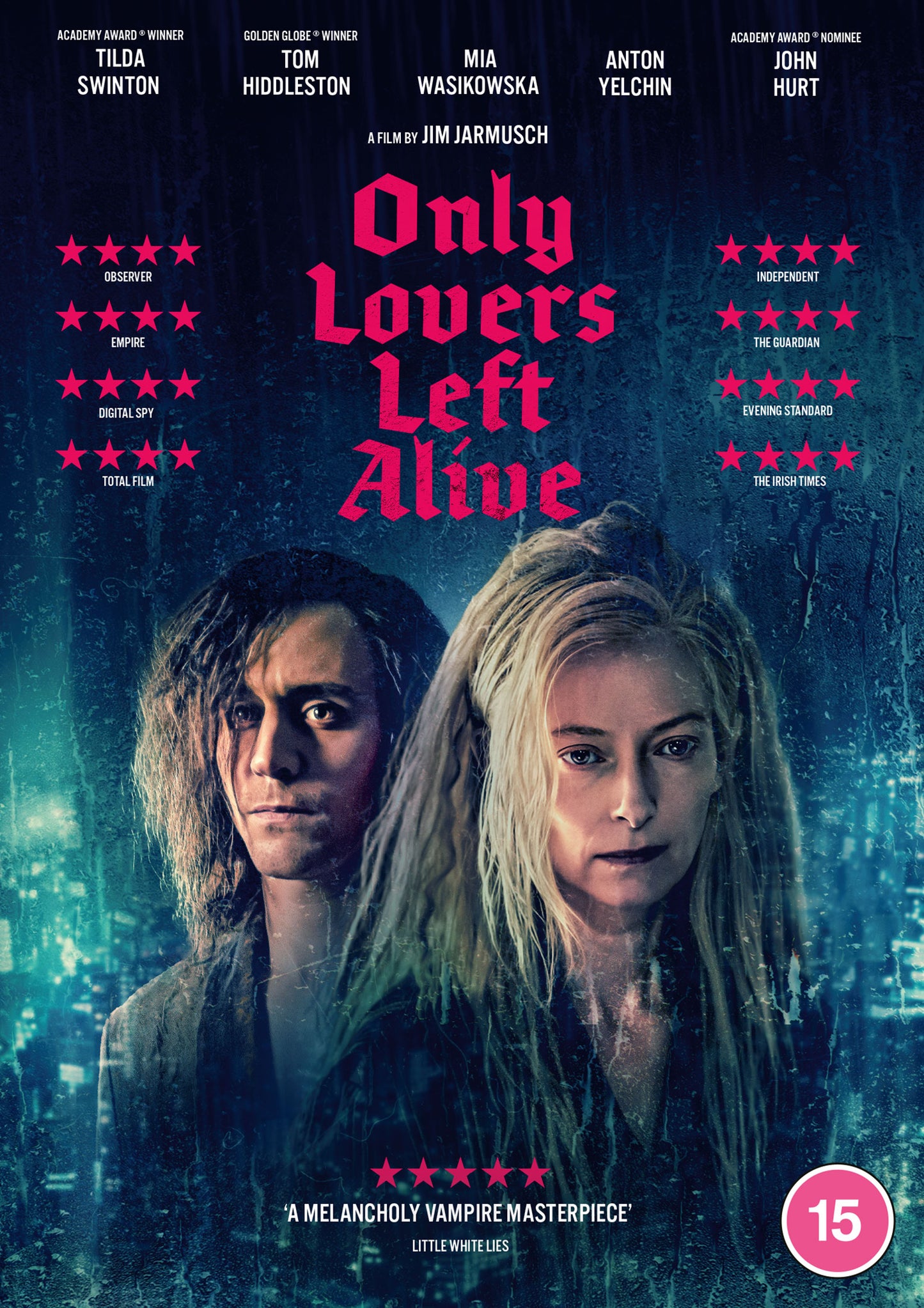 Only Lovers Left Alive" DVD cover featuring Tilda Swinton and Tom Hiddleston.