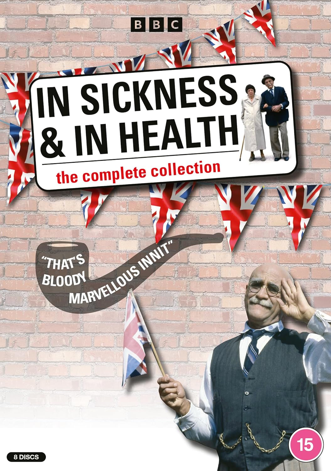 DVD cover for “In Sickness and In Health” featuring British flags and actors.