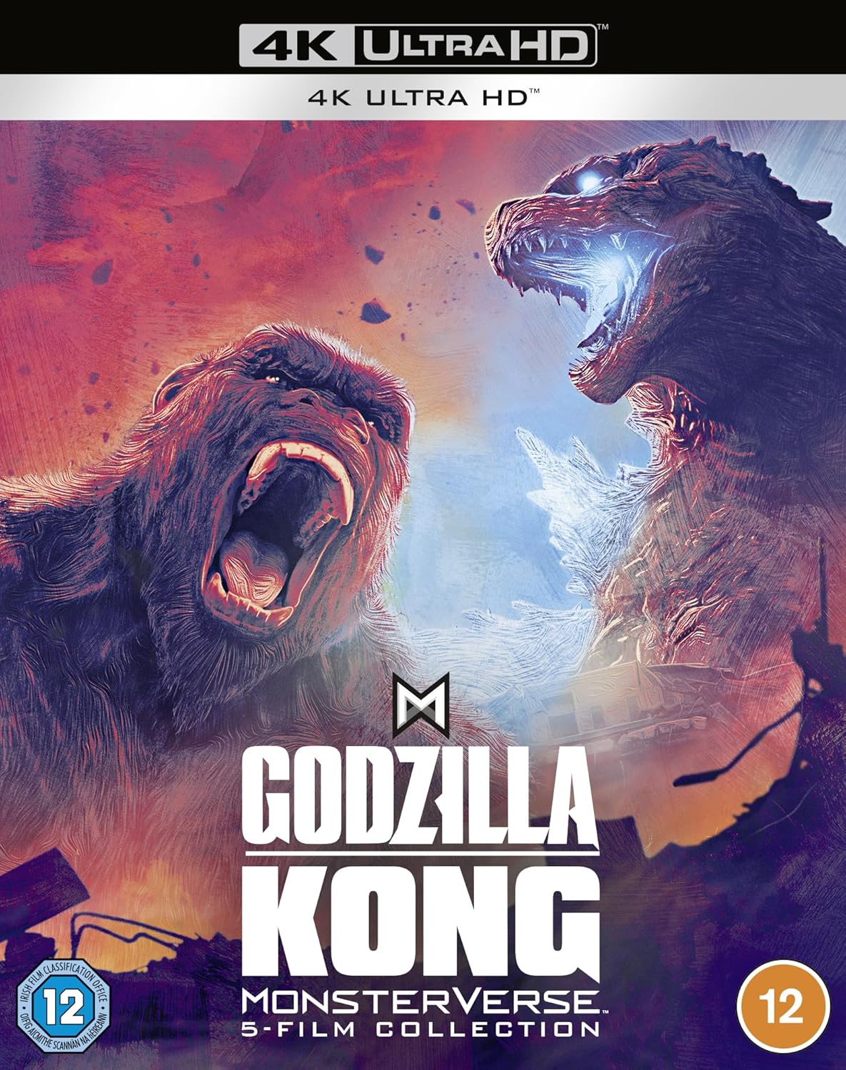 Godzilla and King Kong face off on a 4K UHD Blu-ray cover.