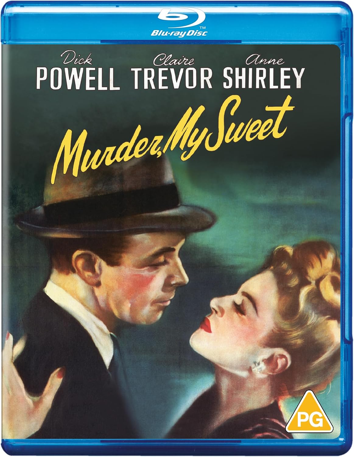 Blu-ray cover for “Murder My Sweet” featuring Dick Powell and Claire Trevor.