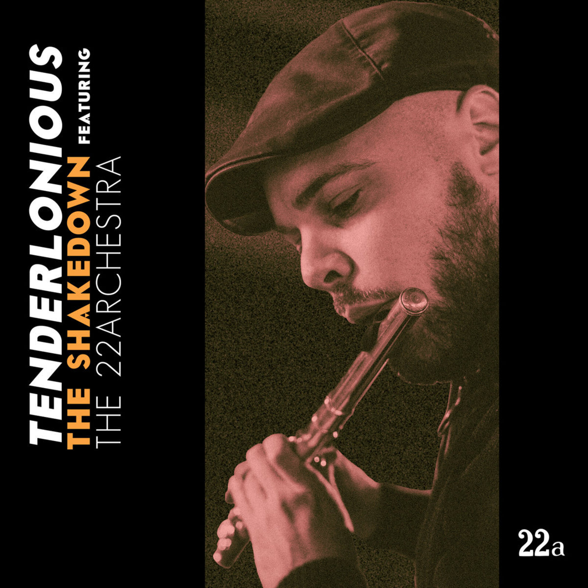 Portrait of a musician playing a flute, album cover for Tenderlonious.