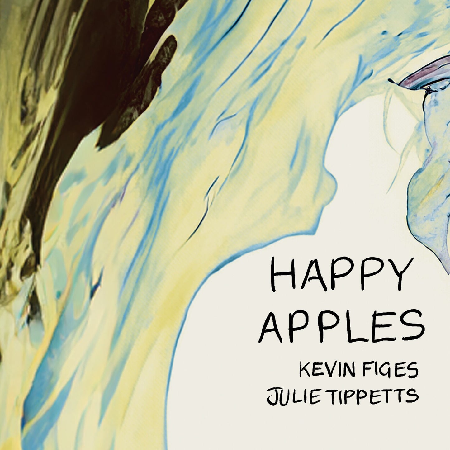 CD cover with painted apples and text “Happy Apples” by Figes & Tippetts.