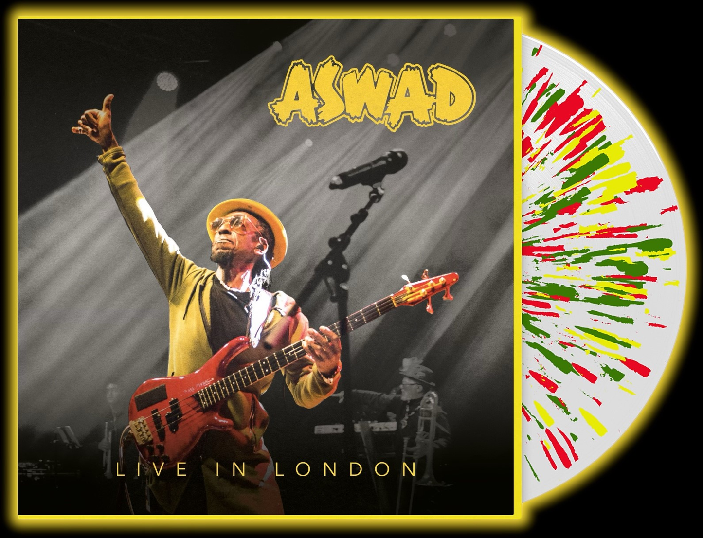 Aswad “Live In London” vinyl record cover with a musician playing guitar.