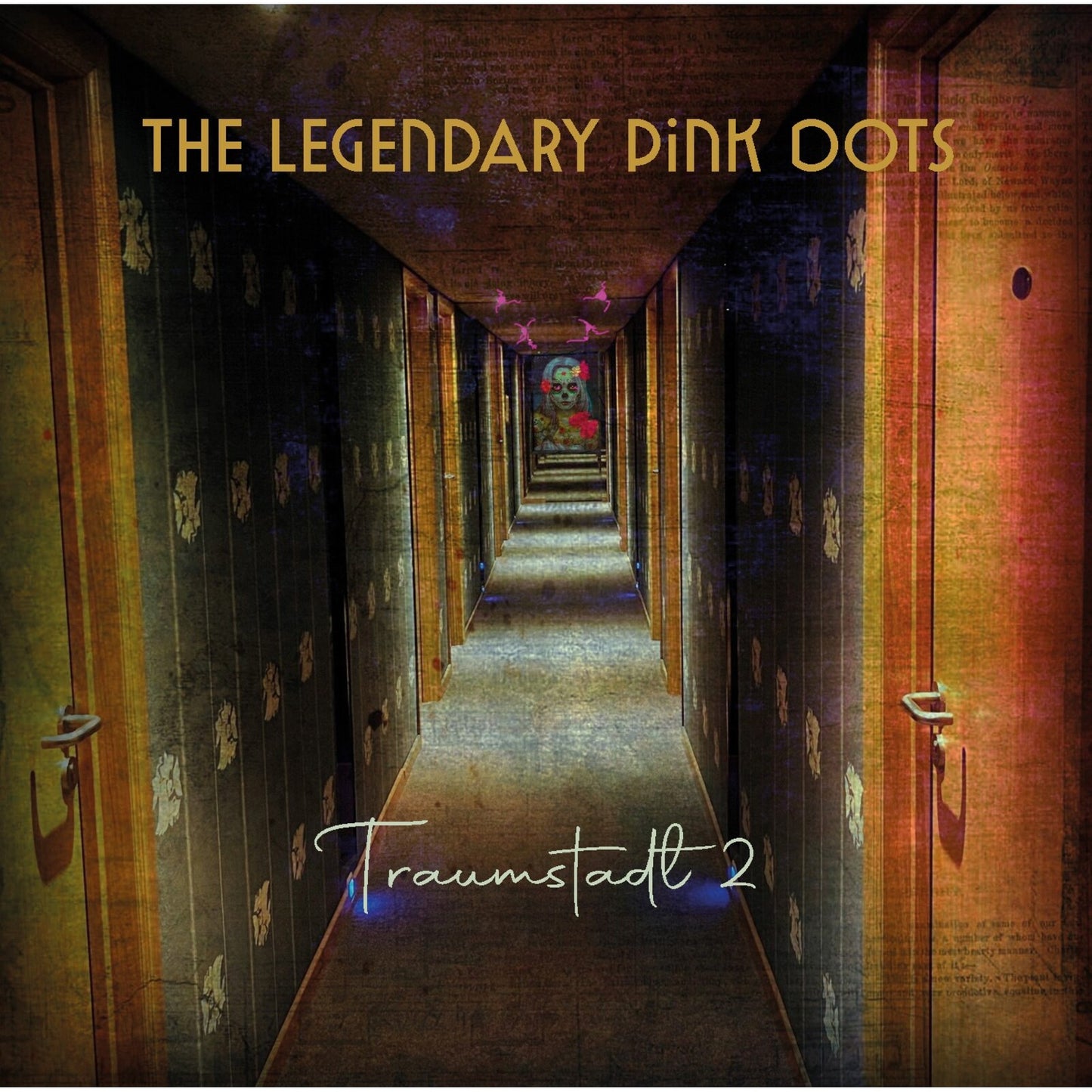 CD cover for "Traumstadt 2" by The Legendary Pink Dots, hallway scene.