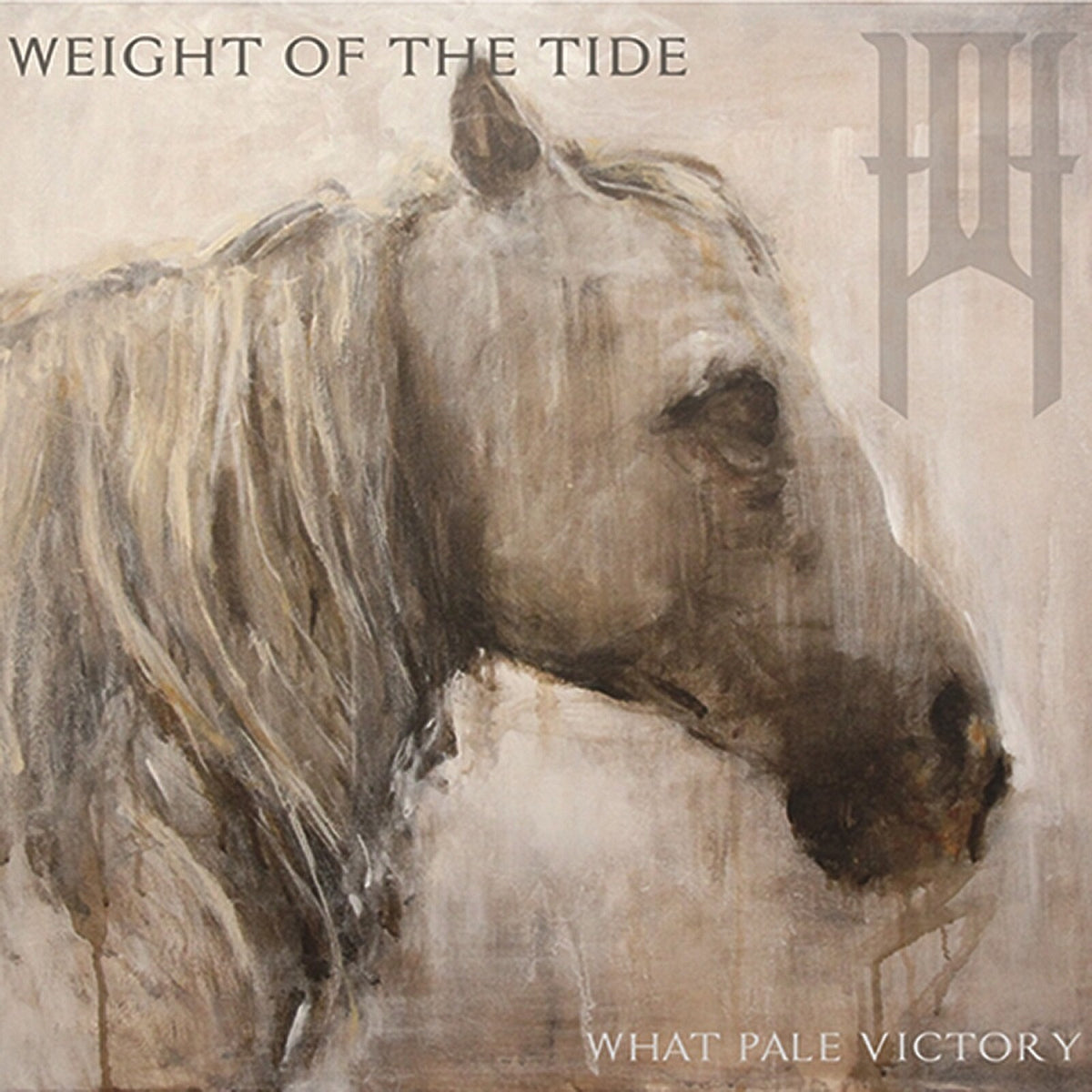 Painted horse head with band logo and album title text overlay.