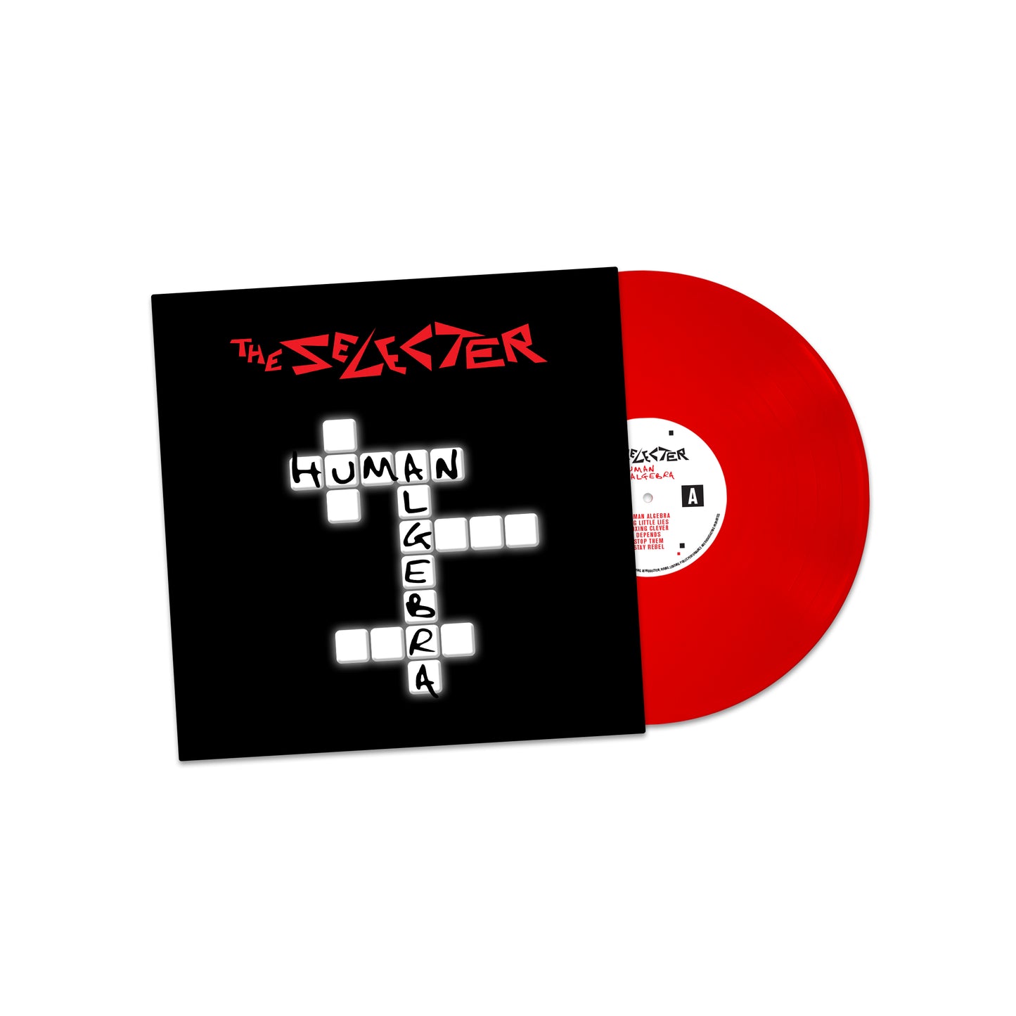 The Selecter "Human Algebra" vinyl LP with red record and black cover.