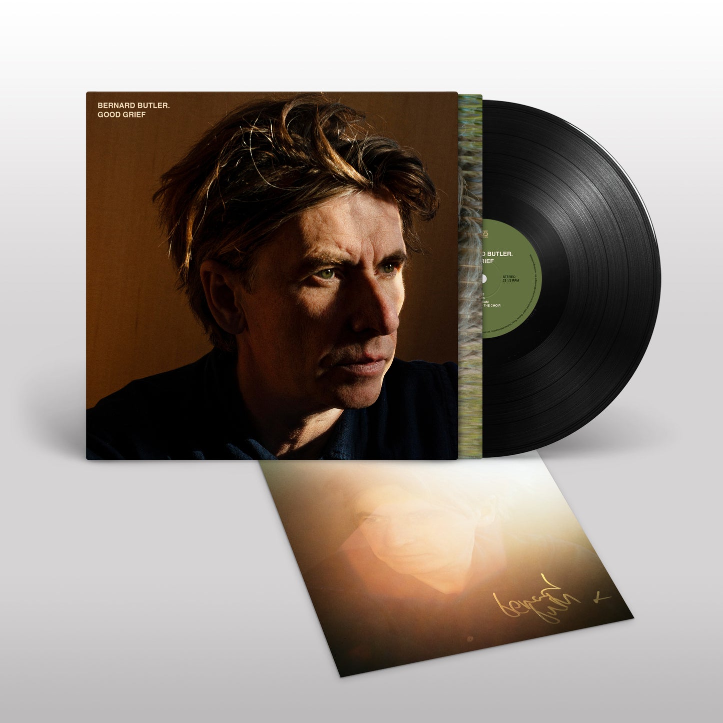 Bernard Butler's "Good Grief" vinyl record and album cover with portrait.