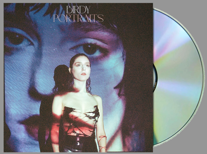 CD cover for Birdy’s “Portraits” featuring a shadowed portrait of a woman.