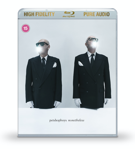 Blu-ray cover for Pet Shop Boys’ “Nonetheless” featuring two suited figures.