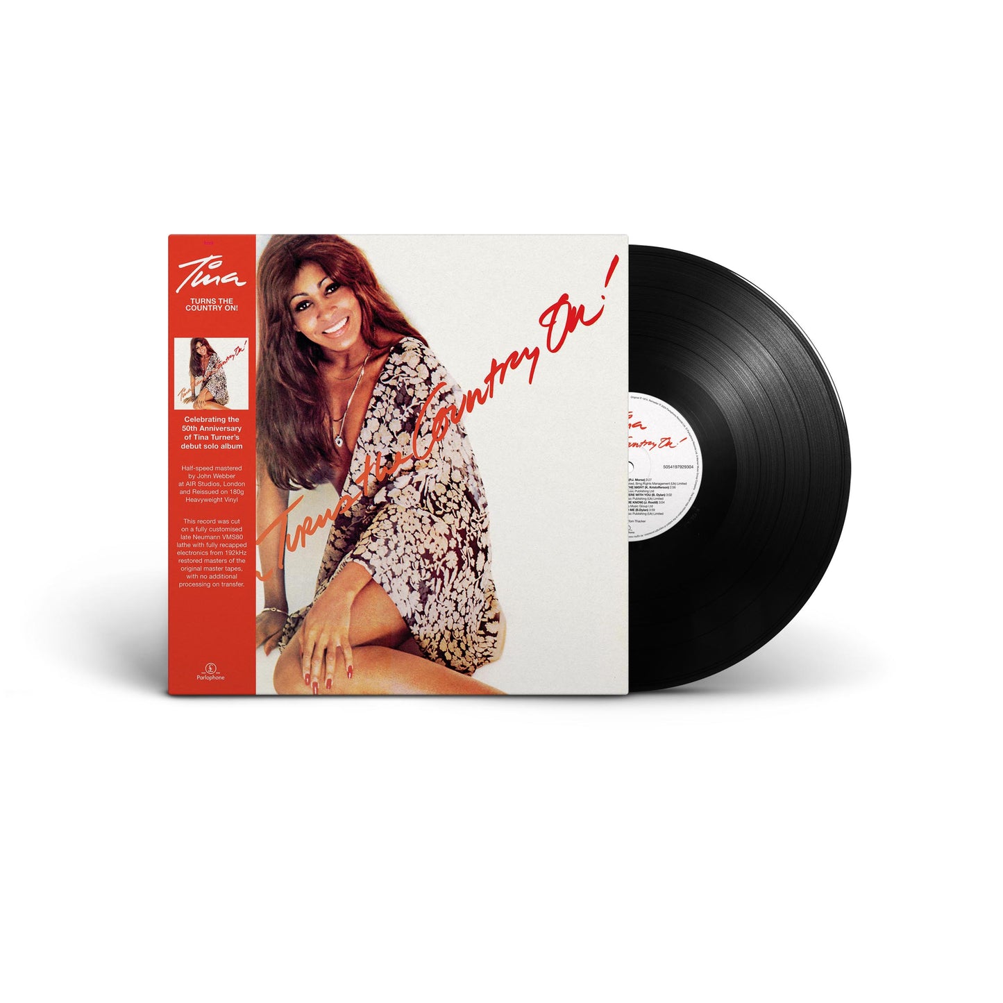 Tina Turner album cover featuring a portrait and vinyl record.