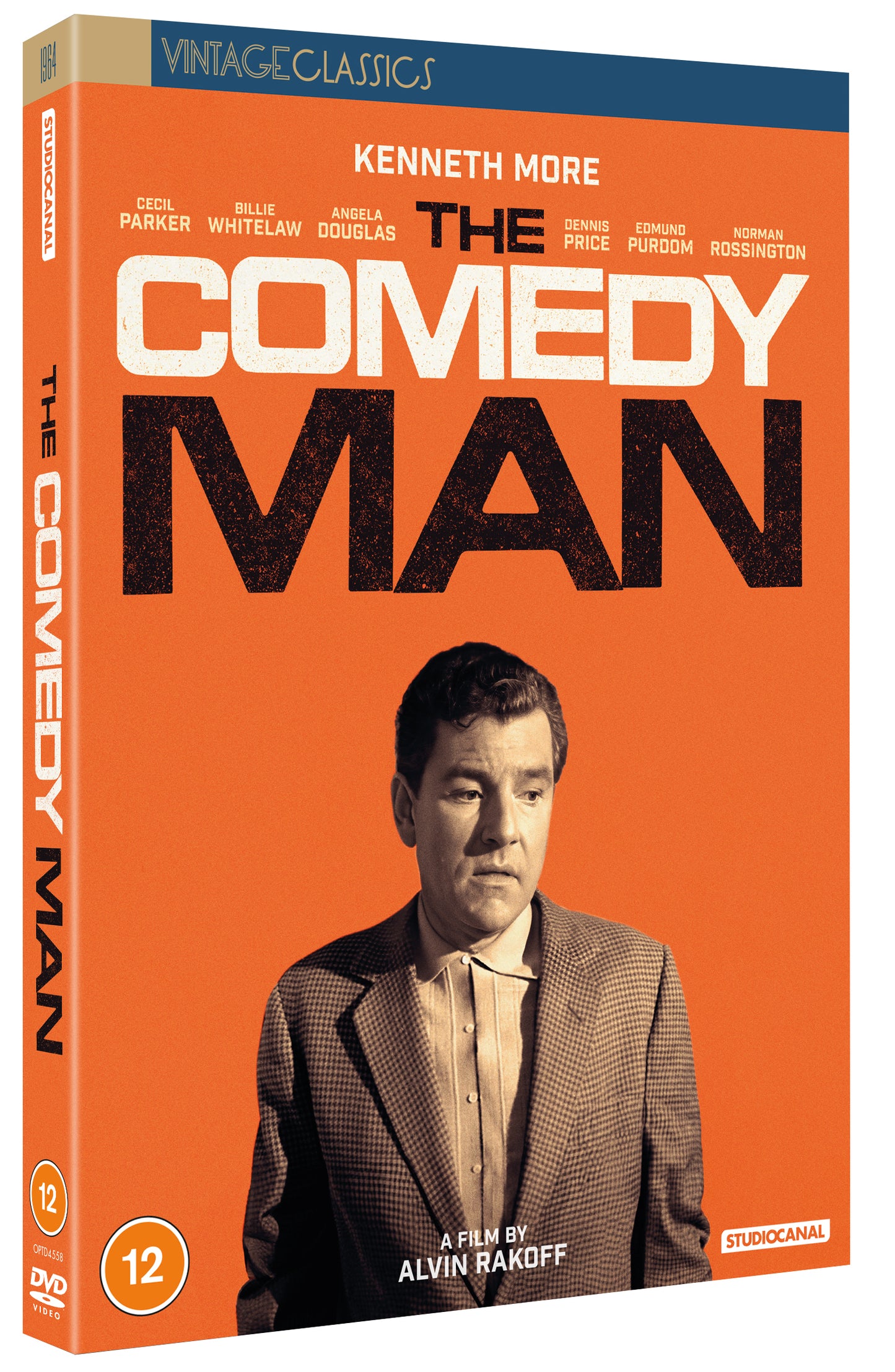 DVD cover for "The Comedy Man" featuring Kenneth More in a suit.