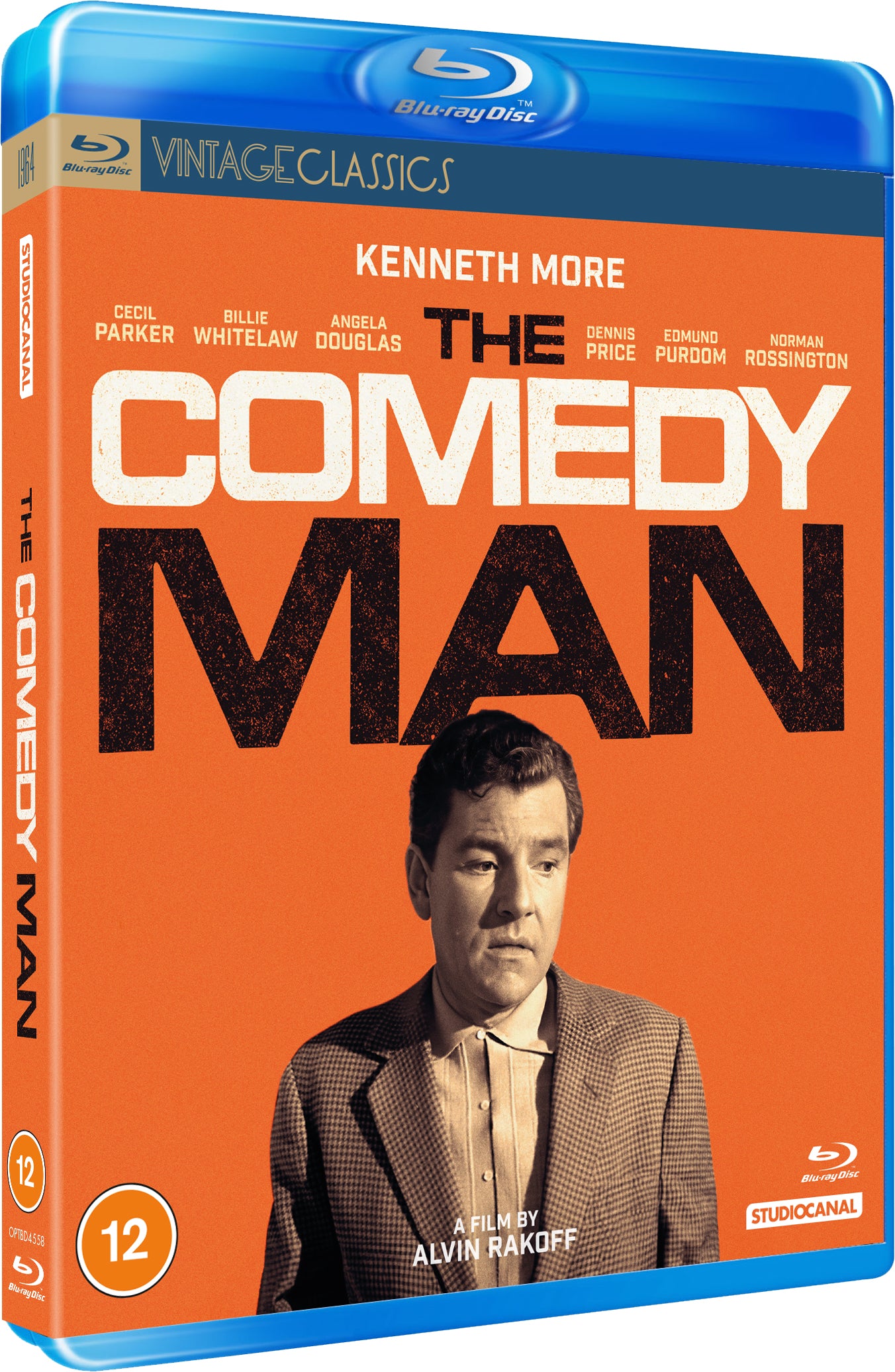 Blu-ray cover for "The Comedy Man" featuring Kenneth More in a suit.
