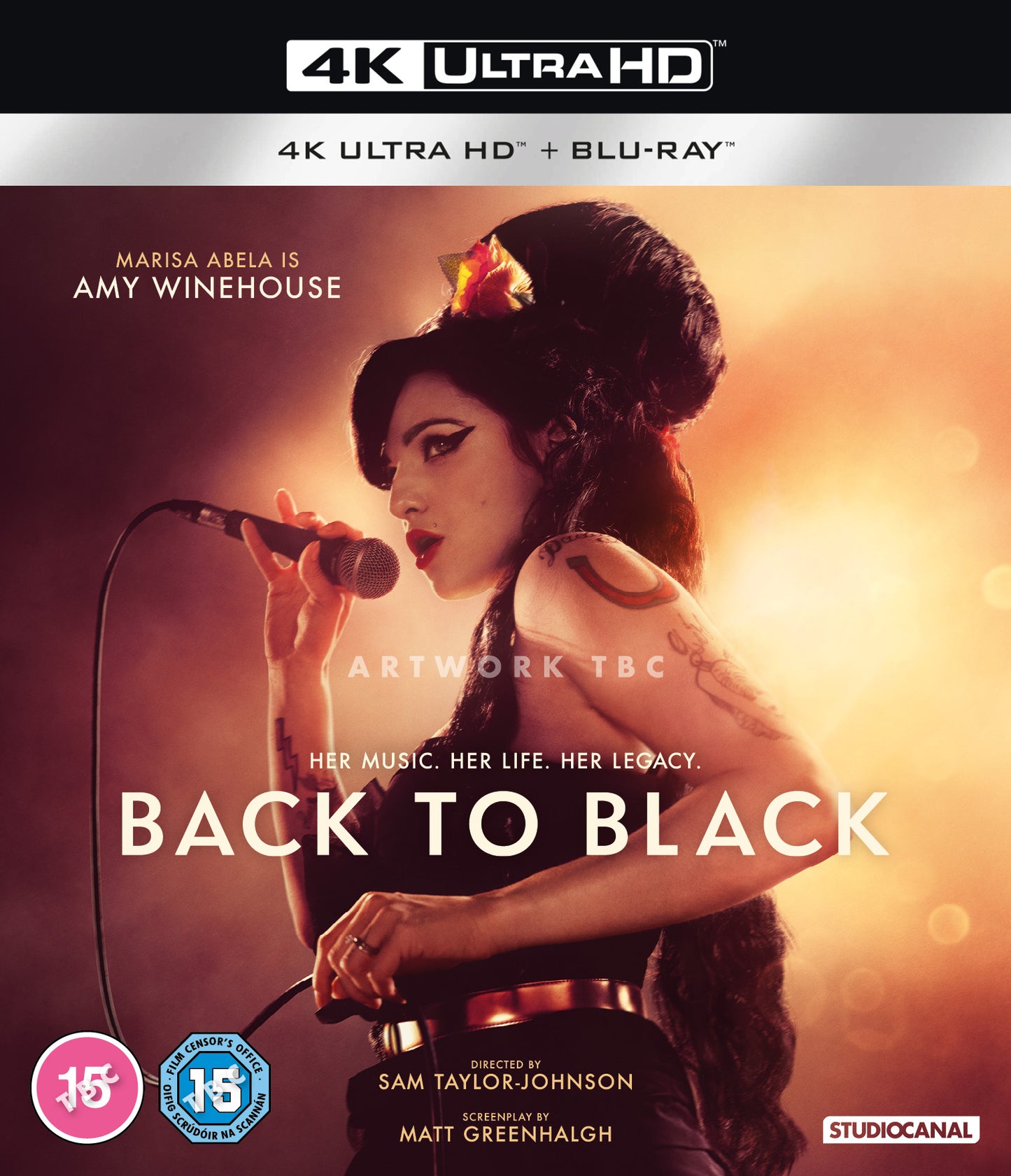 “Back to Black” Blu-ray cover featuring Marisa Abela as Amy Winehouse.