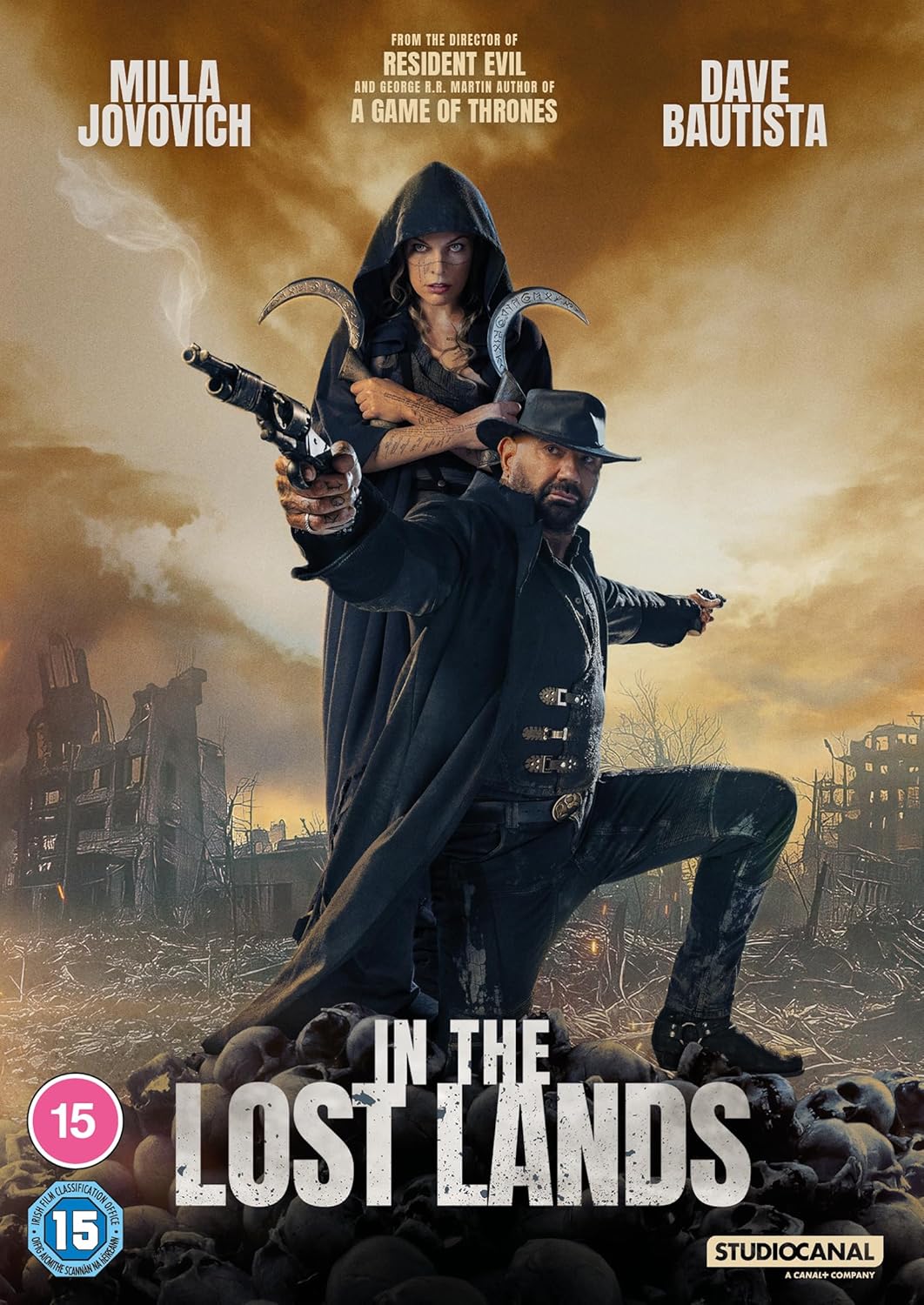 DVD cover for "In The Lost Lands" featuring Milla Jovovich and Dave Bautista.