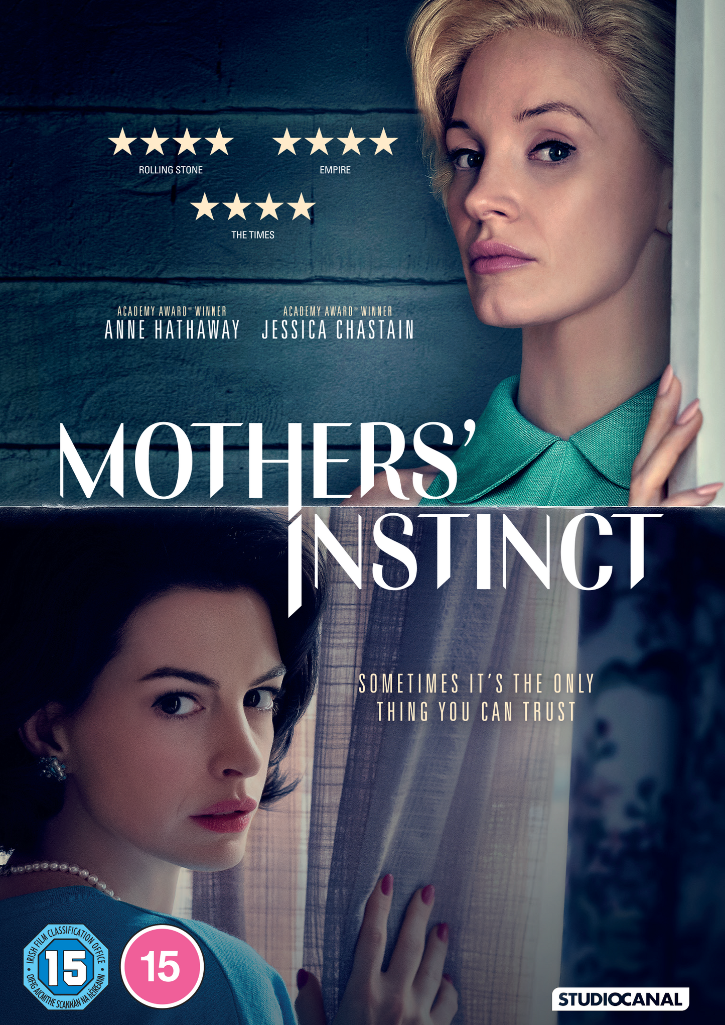 DVD cover for “Mothers’ Instinct” featuring Anne Hathaway and Jessica Chastain.