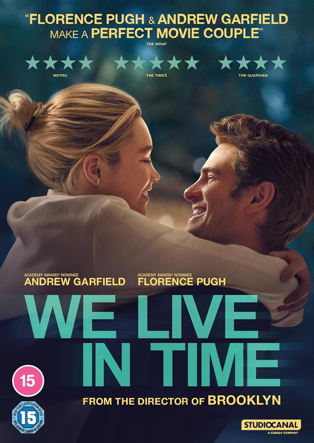 DVD cover for “We Live In Time” featuring Florence Pugh and Andrew Garfield.